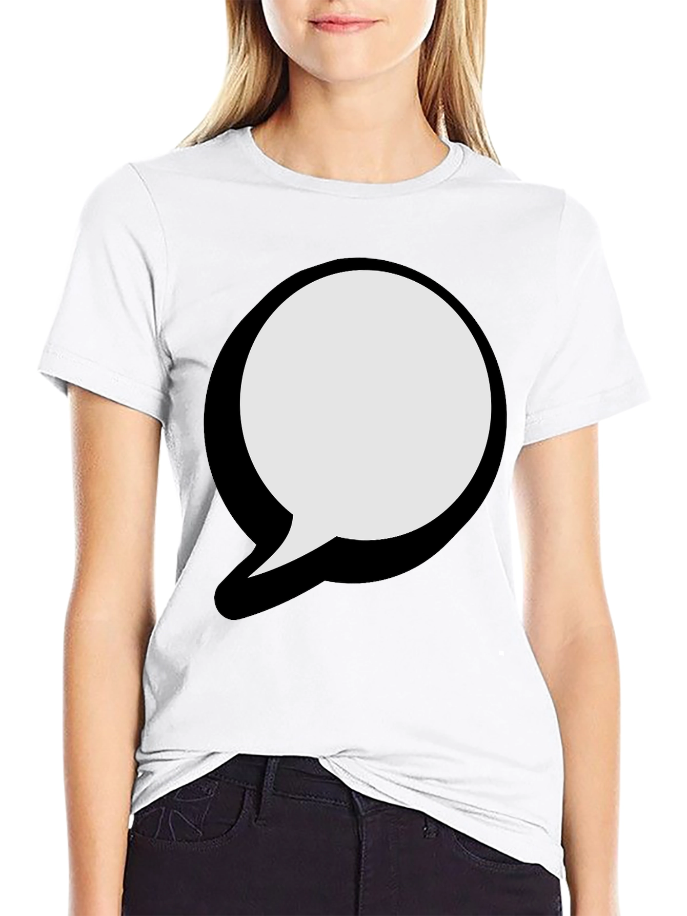 Black T-Shirt with Graphic Speech Bubble