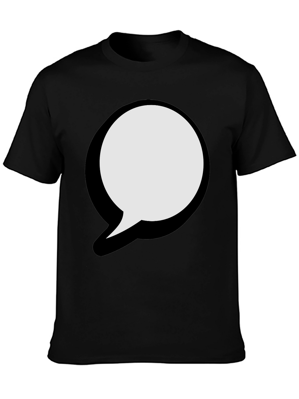 Black T-Shirt with Graphic Speech Bubble