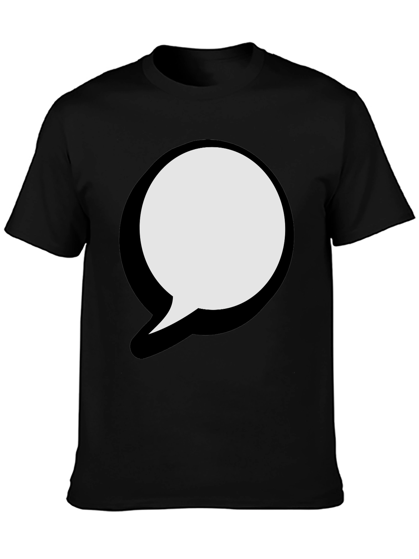 Black T-Shirt with Graphic Speech Bubble
