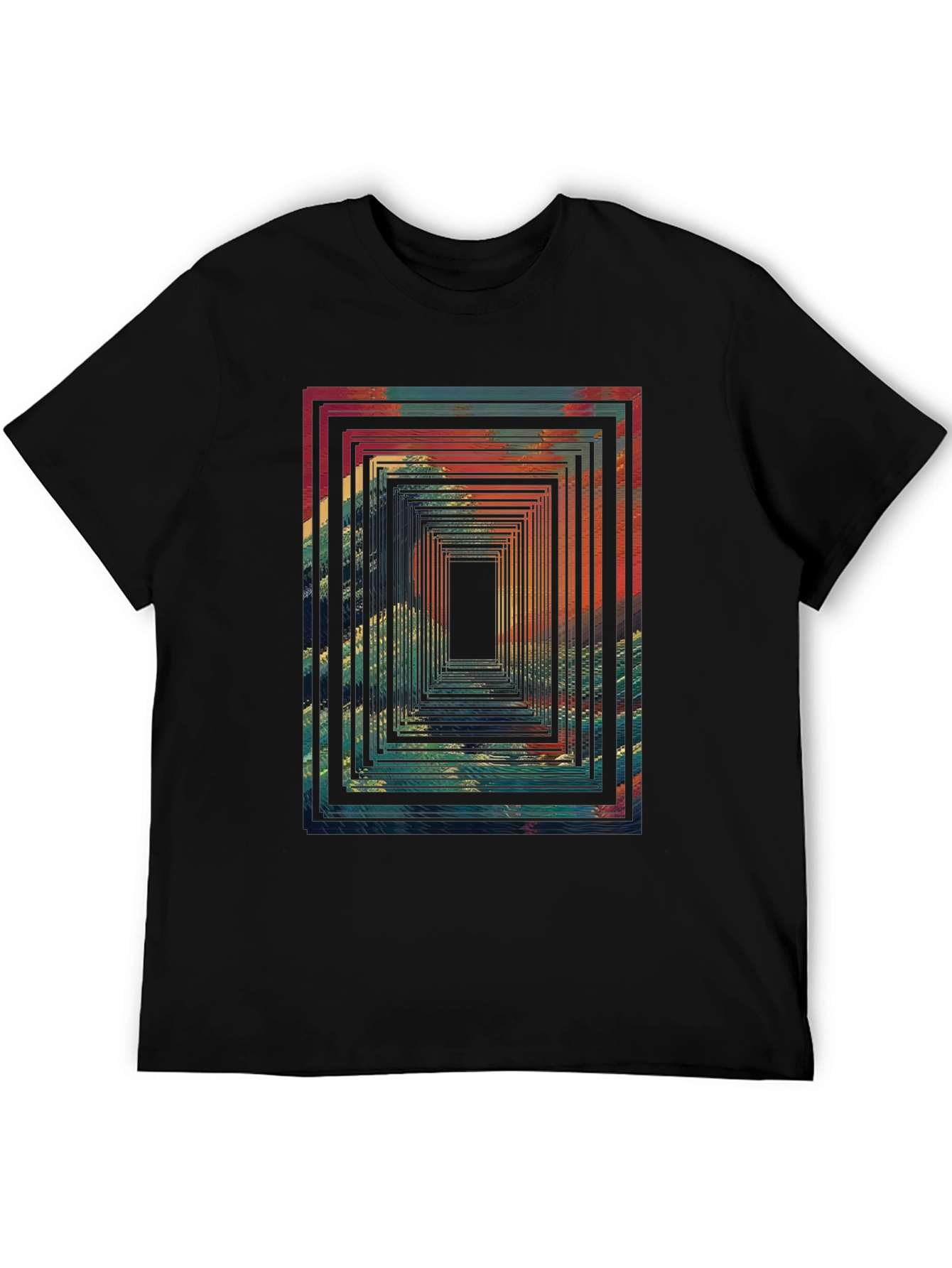 Abstract Tunnel Graphic Tee - Mens Black T-Shirt