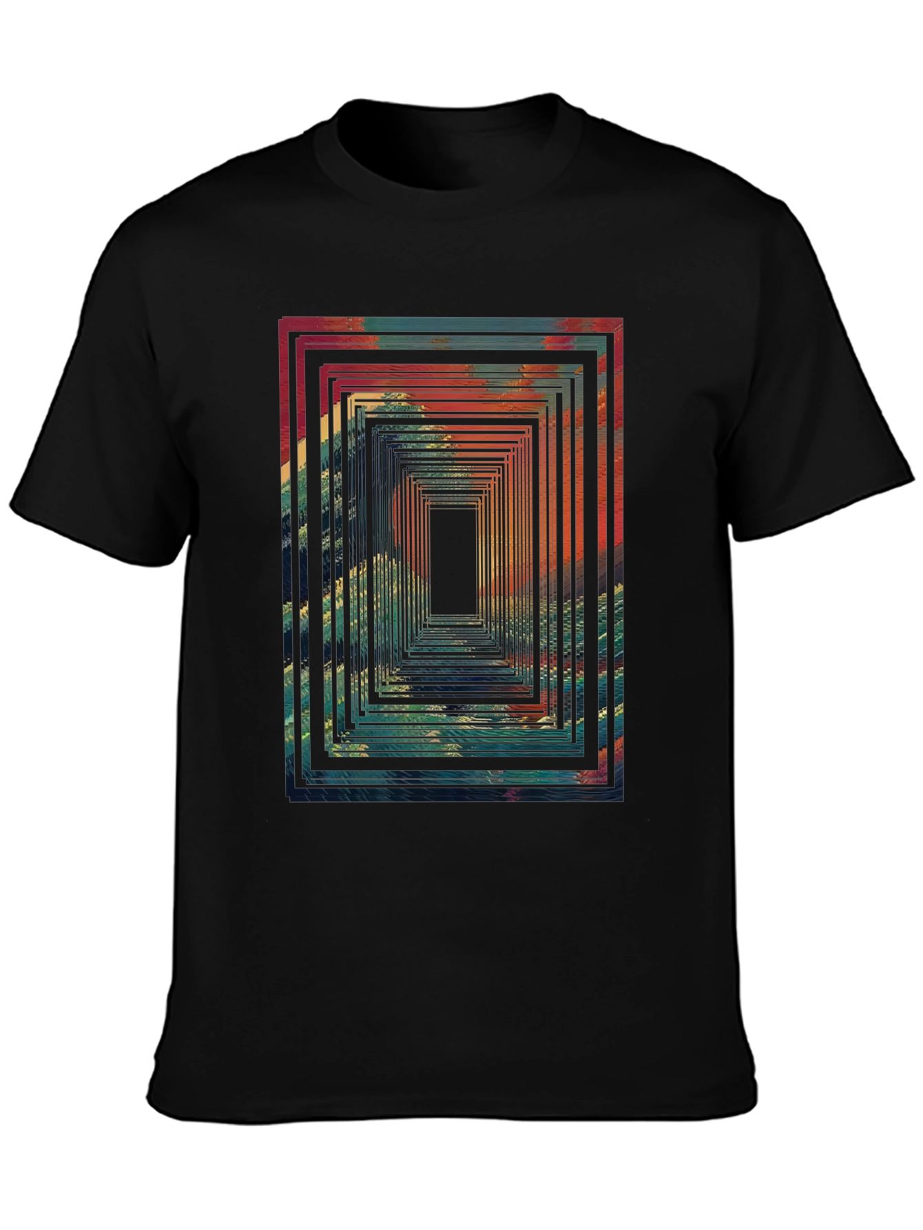 Abstract Tunnel Graphic Tee - Mens Black T-Shirt