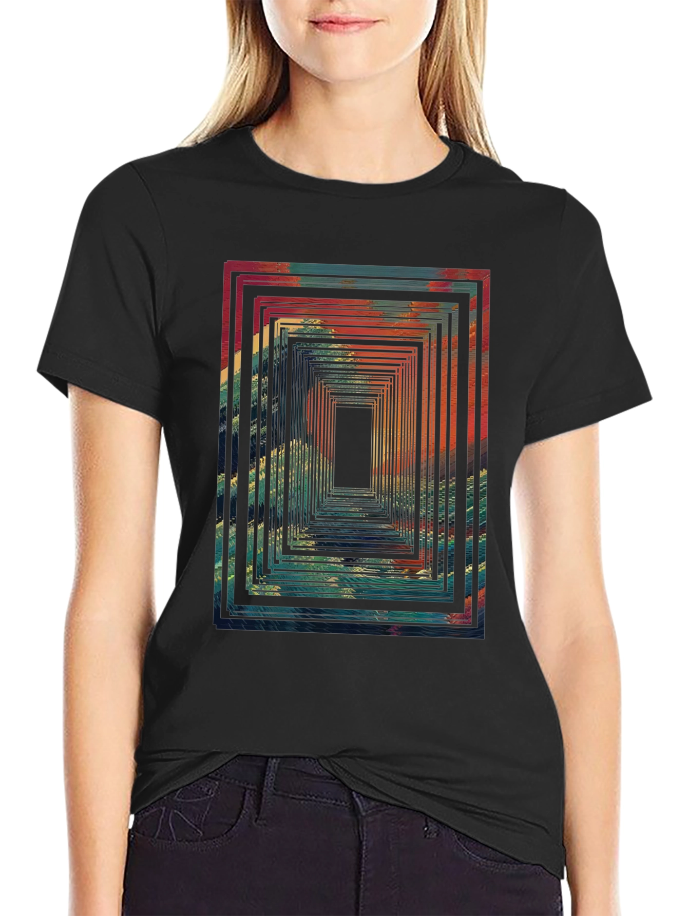 Abstract Tunnel Graphic Tee - Mens Black T-Shirt