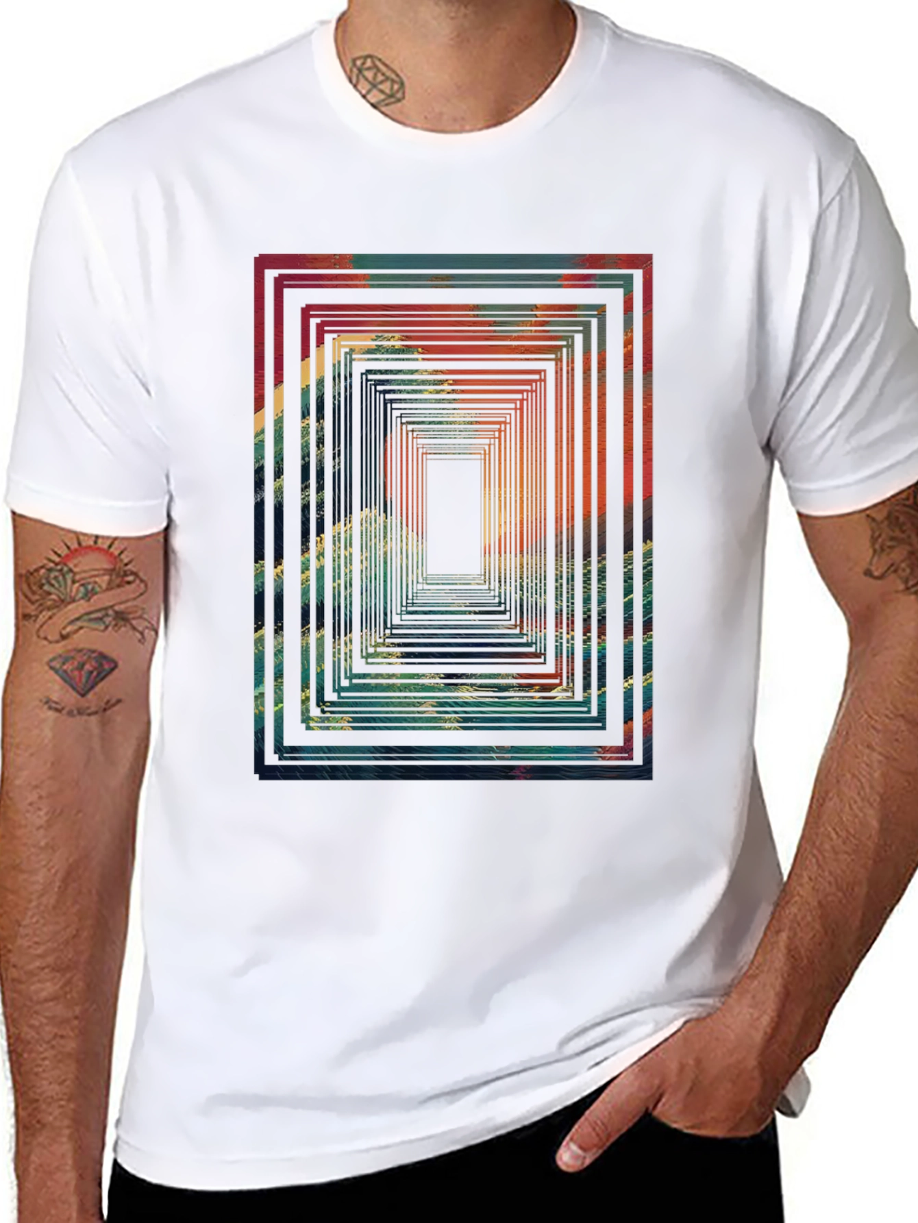Abstract Tunnel Graphic Tee - Mens Black T-Shirt