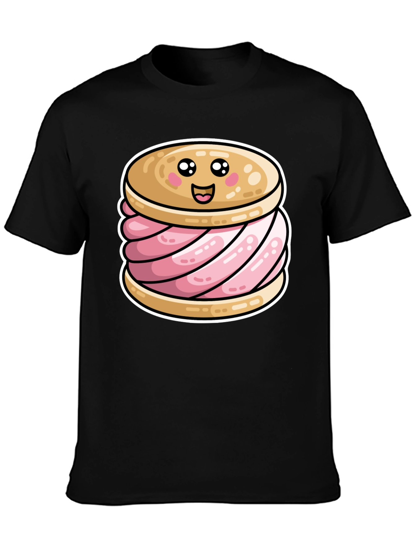 Cute Ice Cream Sandwich Graphic Tee - Black