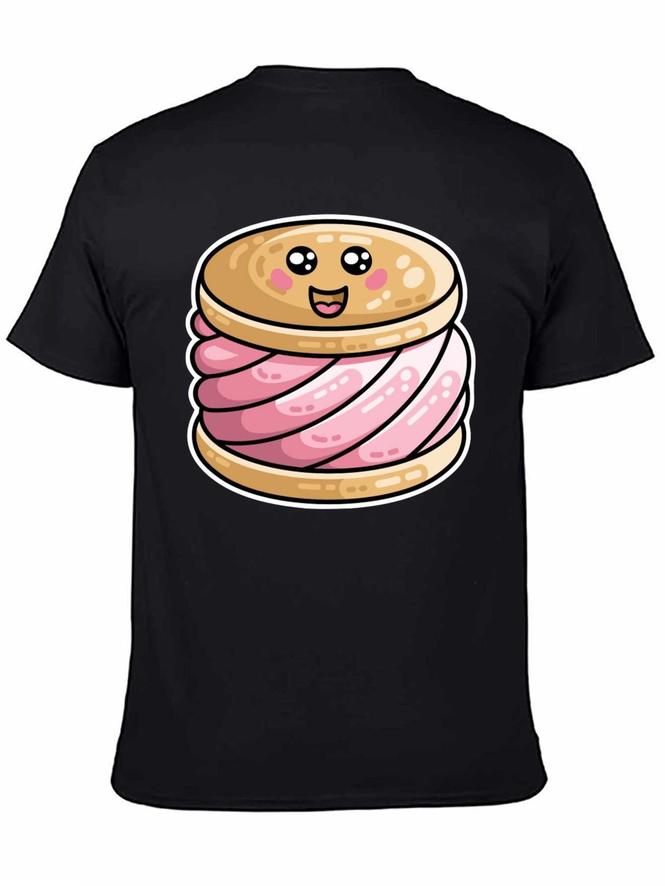 Cute Ice Cream Sandwich Graphic Tee - Black