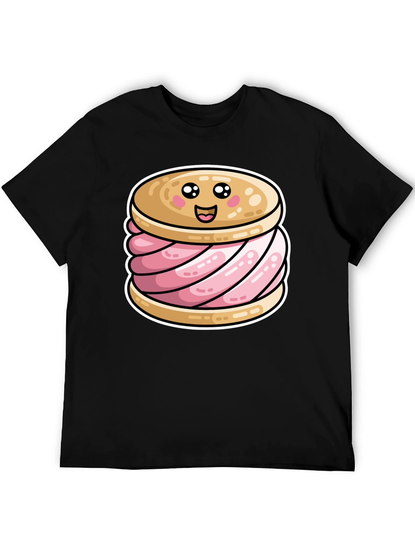 Cute Ice Cream Sandwich Graphic Tee - Black