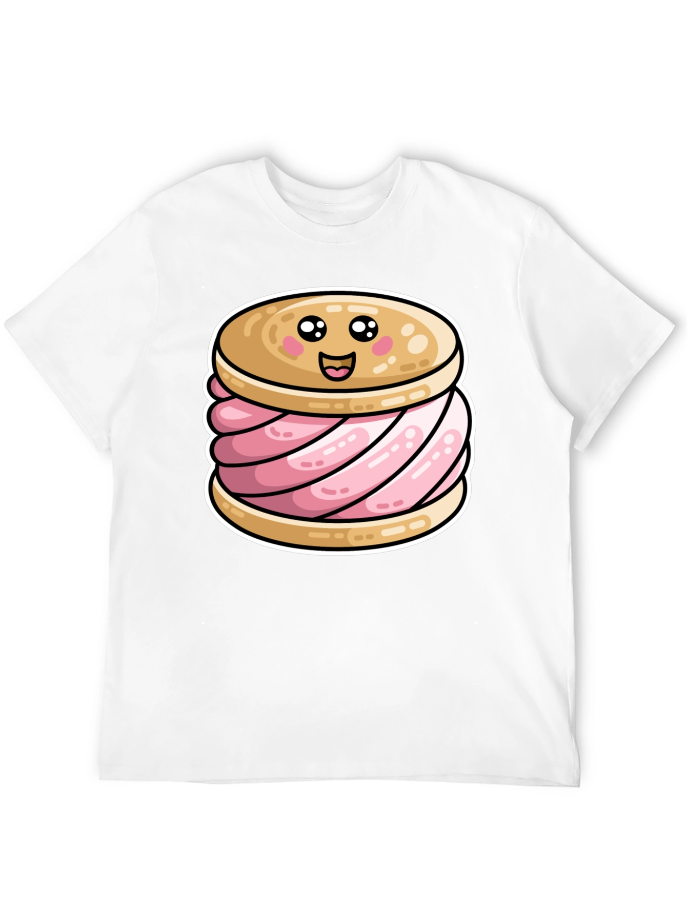 Cute Ice Cream Sandwich Graphic Tee - Black