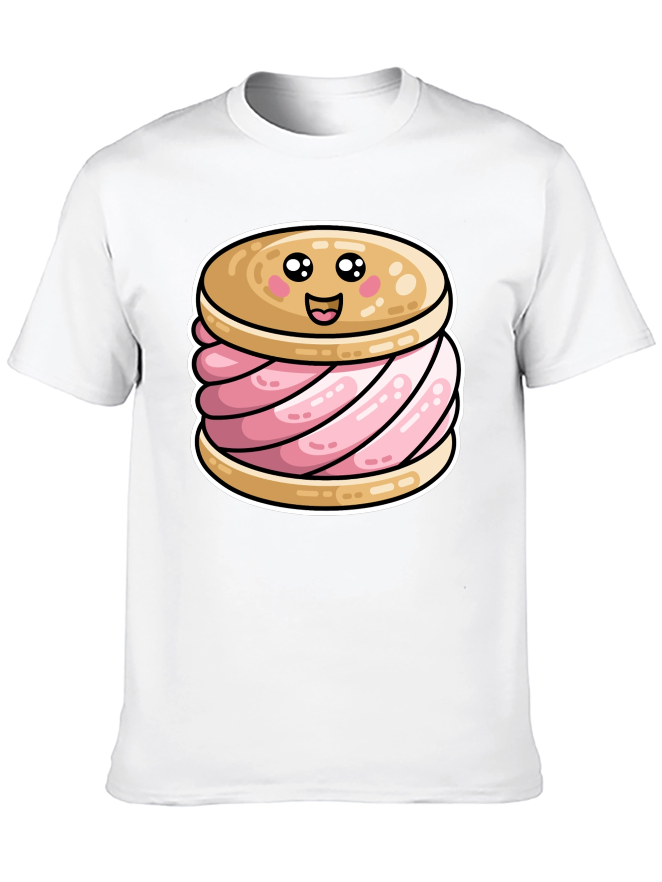 Cute Ice Cream Sandwich Graphic Tee - Black