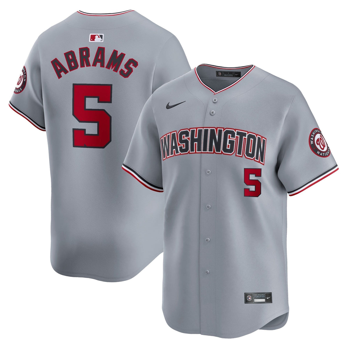 #5 CJ Abrams Washington Nationals Road Jersey - Gray
