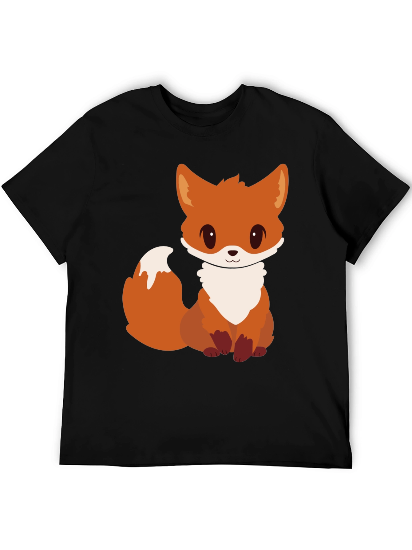 Cute Cartoon Fox Graphic Tee - Black Unisex T-Shirt