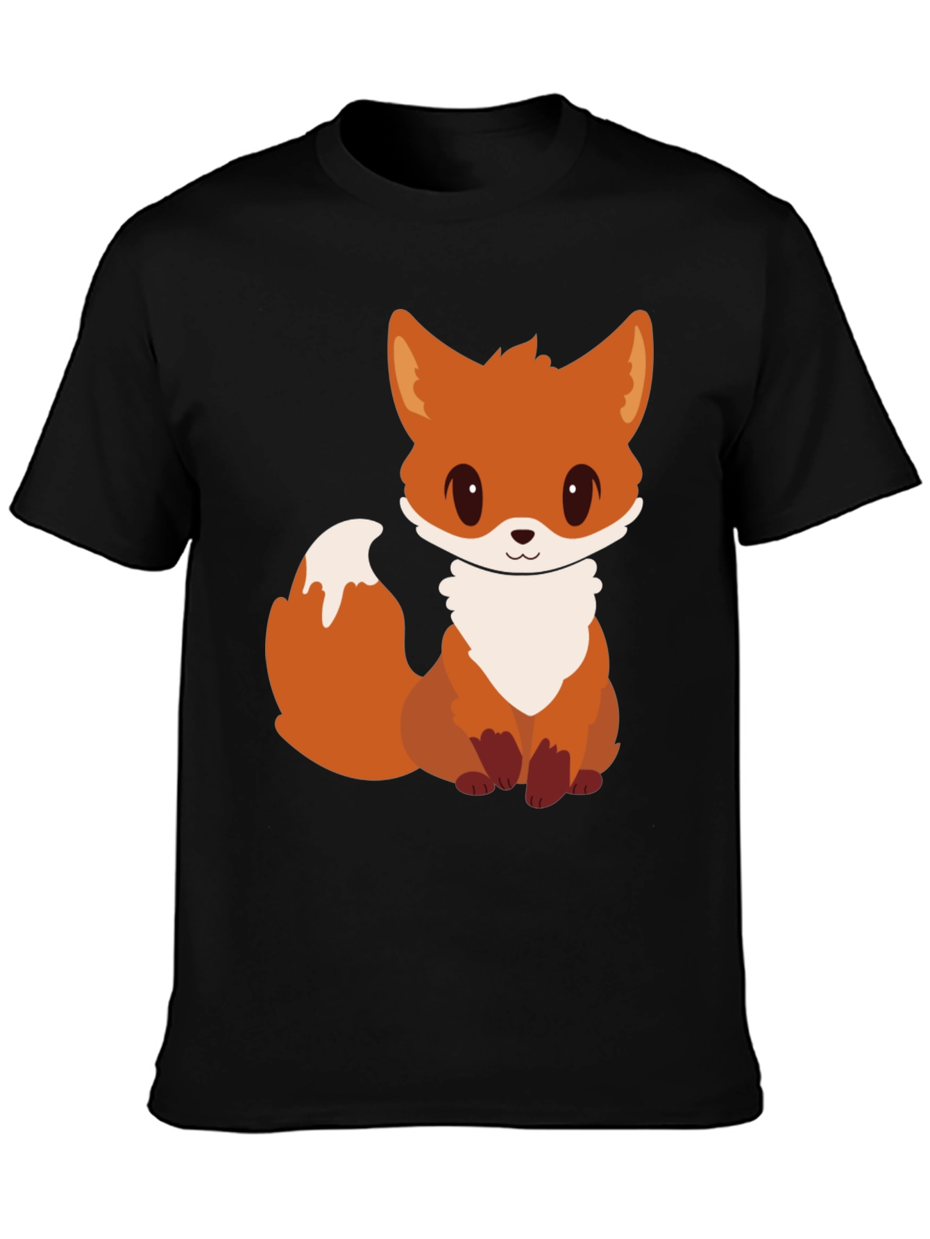 Cute Cartoon Fox Graphic Tee - Black Unisex T-Shirt