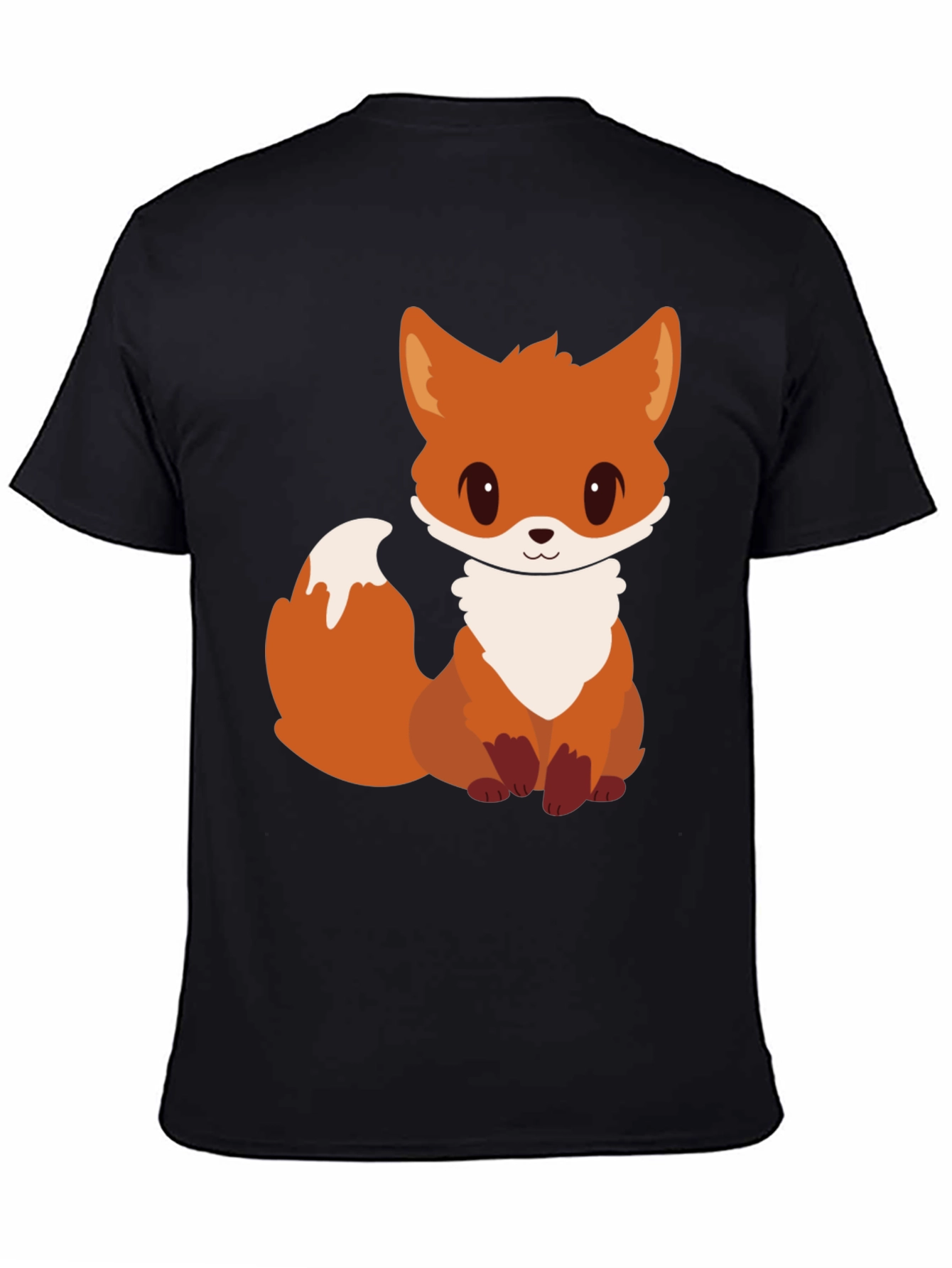 Cute Cartoon Fox Graphic Tee - Black Unisex T-Shirt