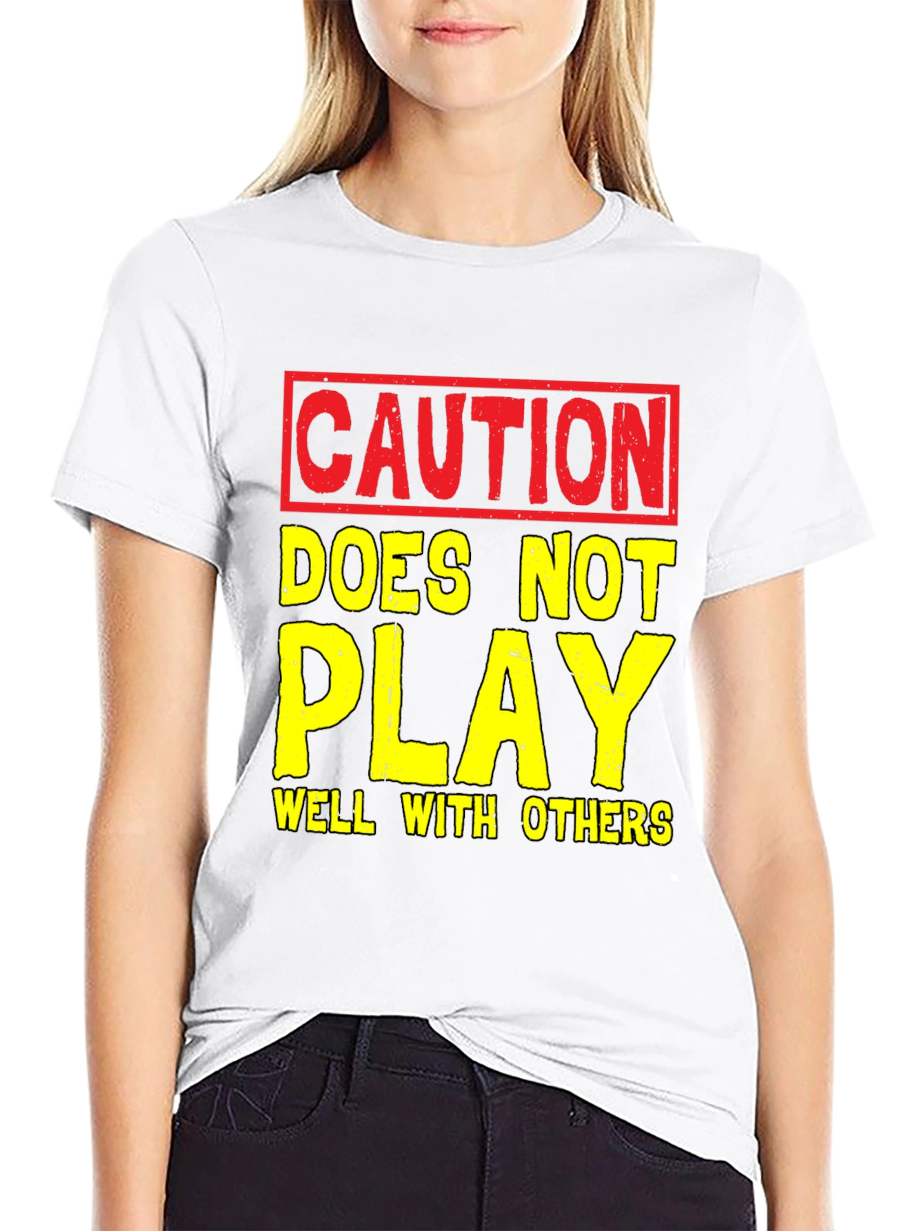 Caution T-Shirt: Play Well With Others Funny Tee
