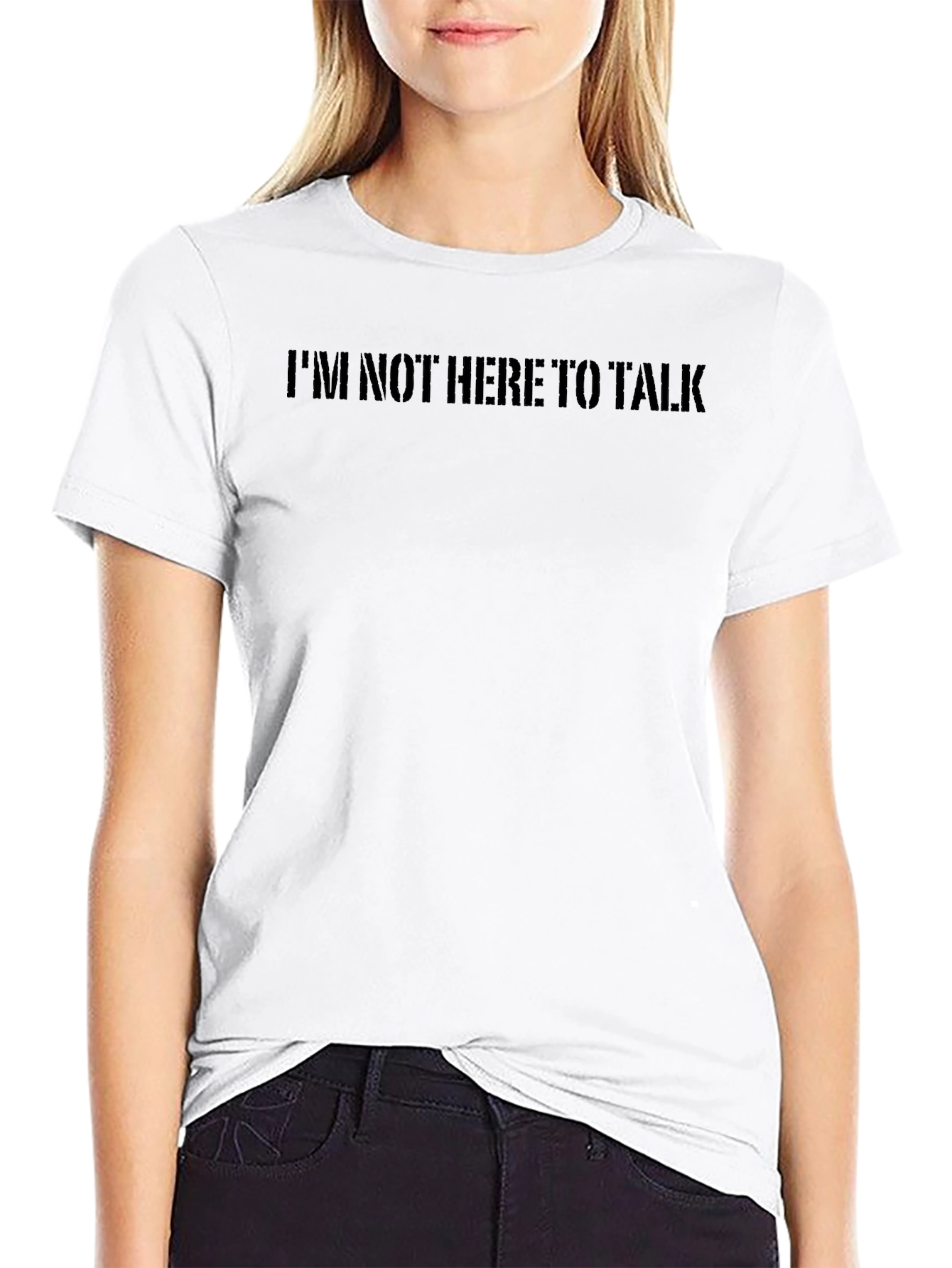 Im Not Here to Talk Graphic Tee -  Black