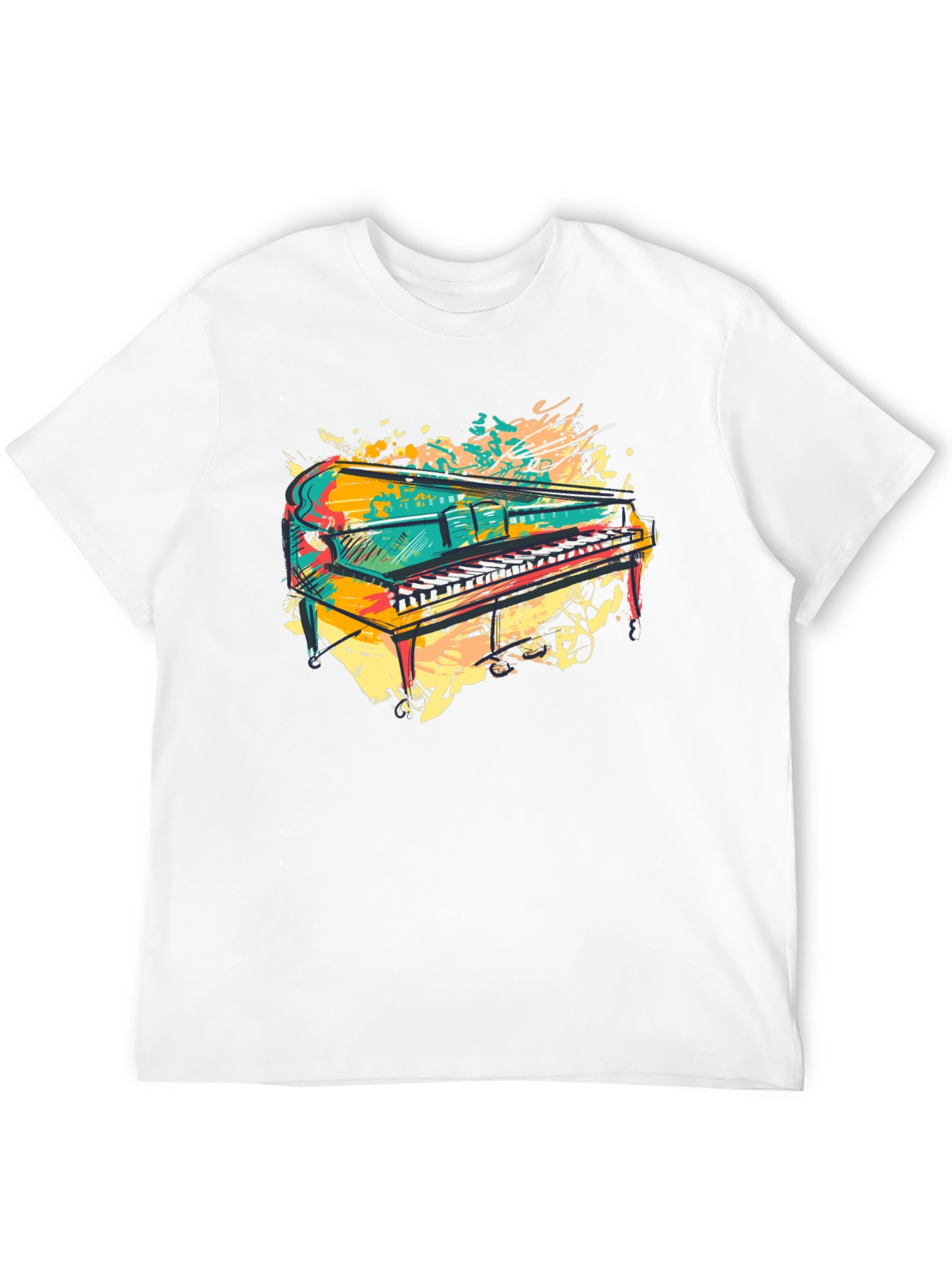 Colorful Piano Graphic T-Shirt