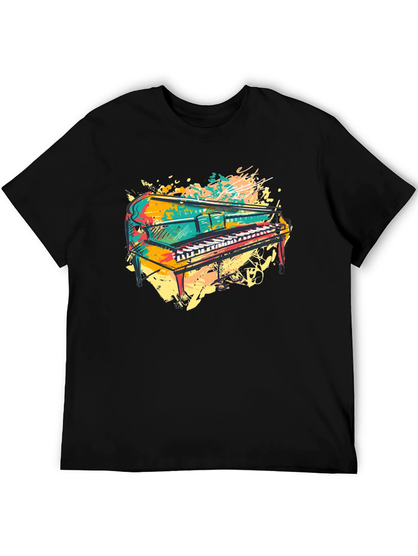 Colorful Piano Graphic T-Shirt