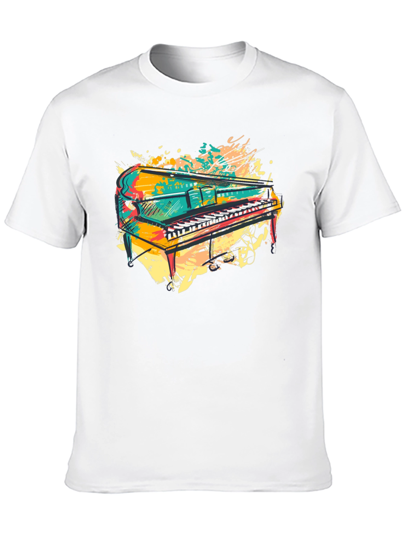 Colorful Piano Graphic T-Shirt