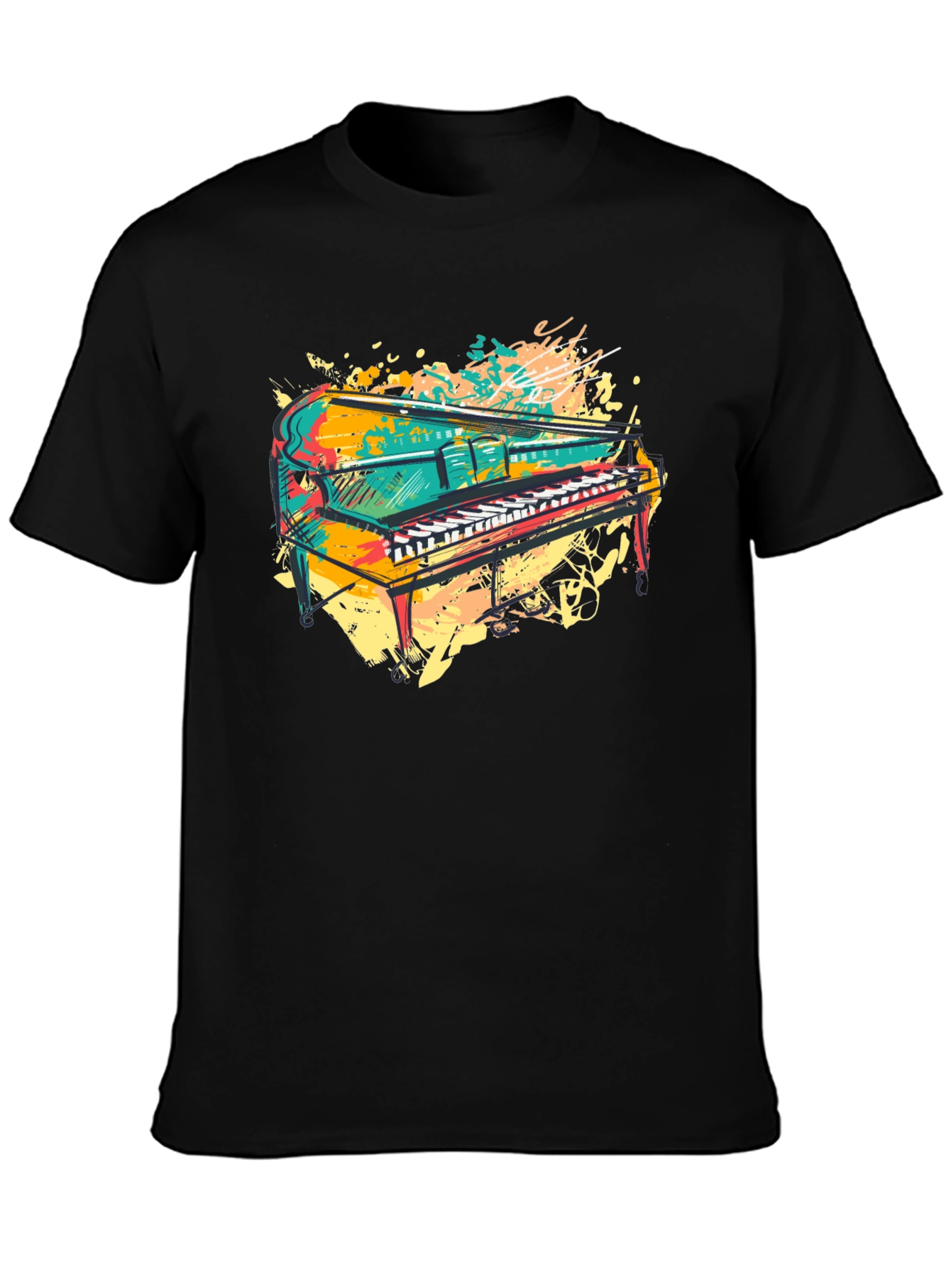 Colorful Piano Graphic T-Shirt