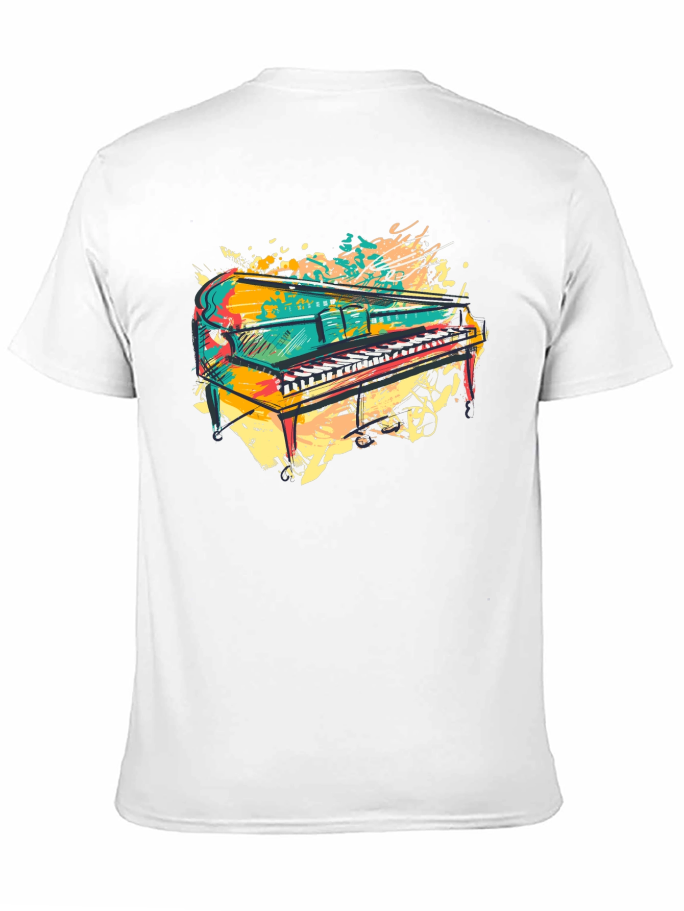 Colorful Piano Graphic T-Shirt