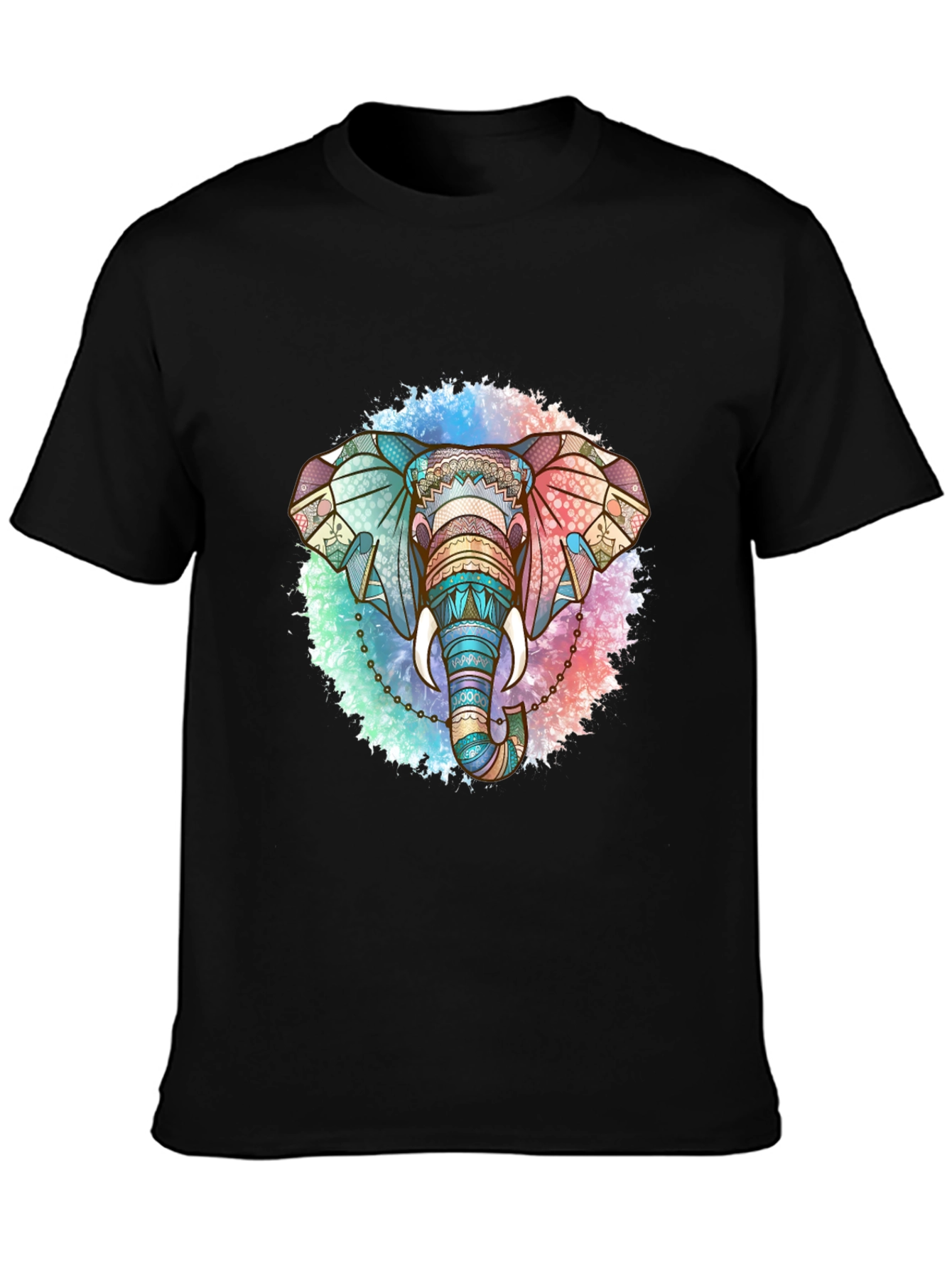 Elephant Mandala Graphic Tee - Stylish Mens Black T-Shirt