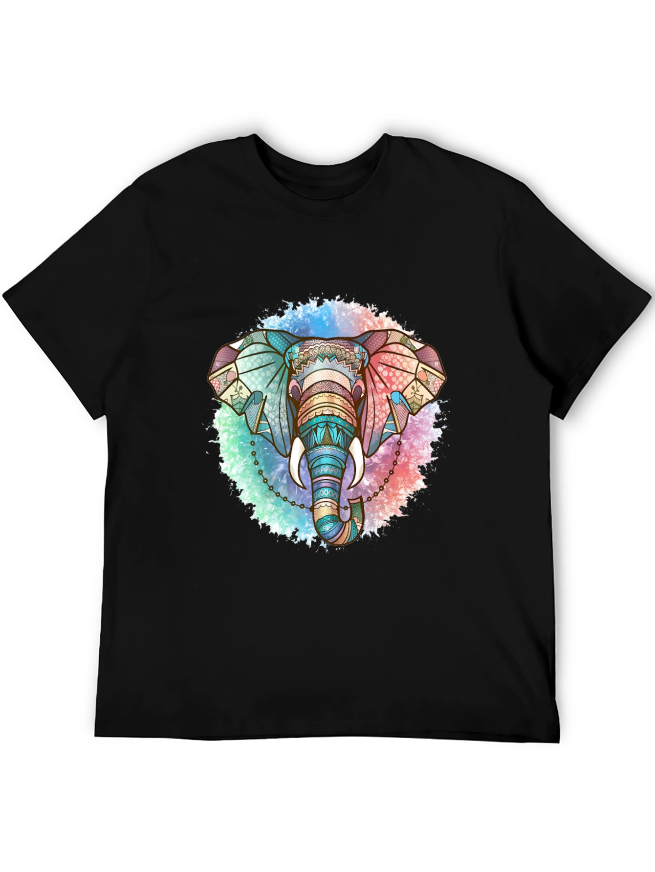 Elephant Mandala Graphic Tee - Stylish Mens Black T-Shirt
