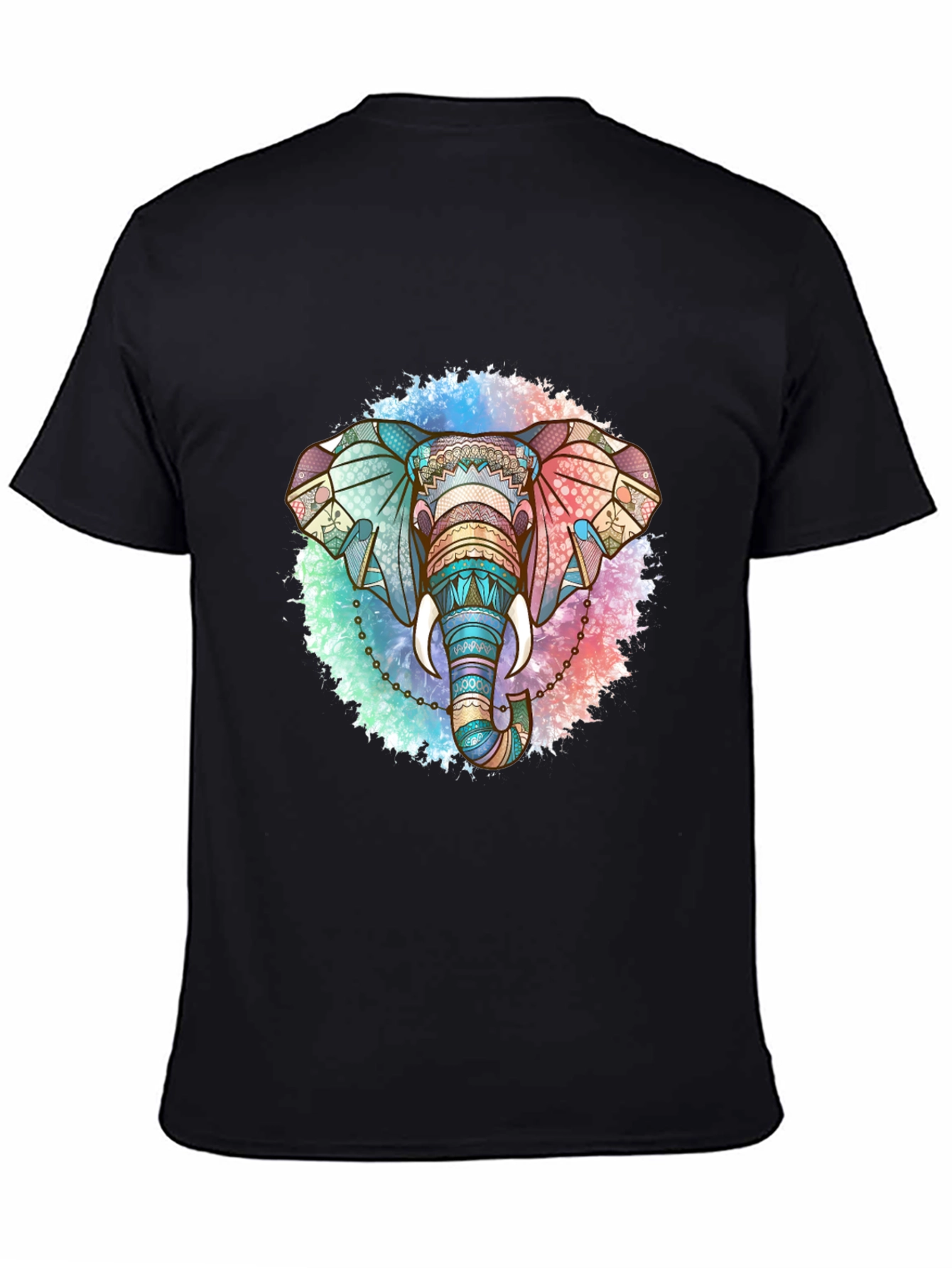 Elephant Mandala Graphic Tee - Stylish Mens Black T-Shirt