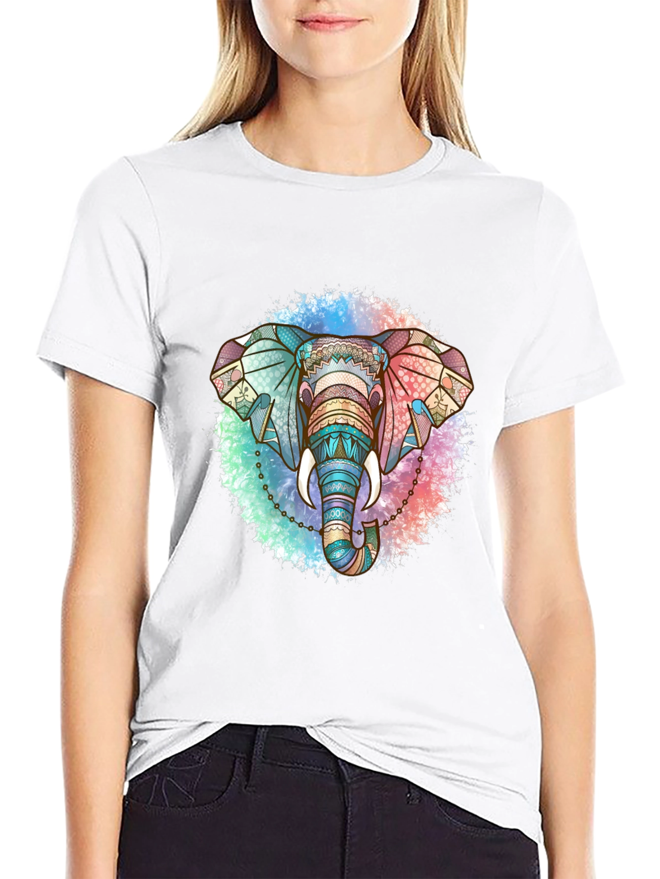 Elephant Mandala Graphic Tee - Stylish Mens Black T-Shirt