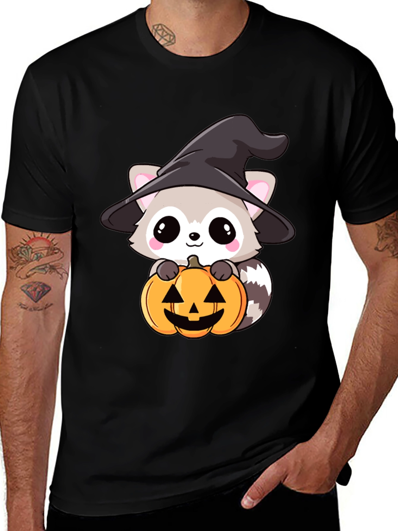 Cute Raccoon Witch Halloween T-Shirt
