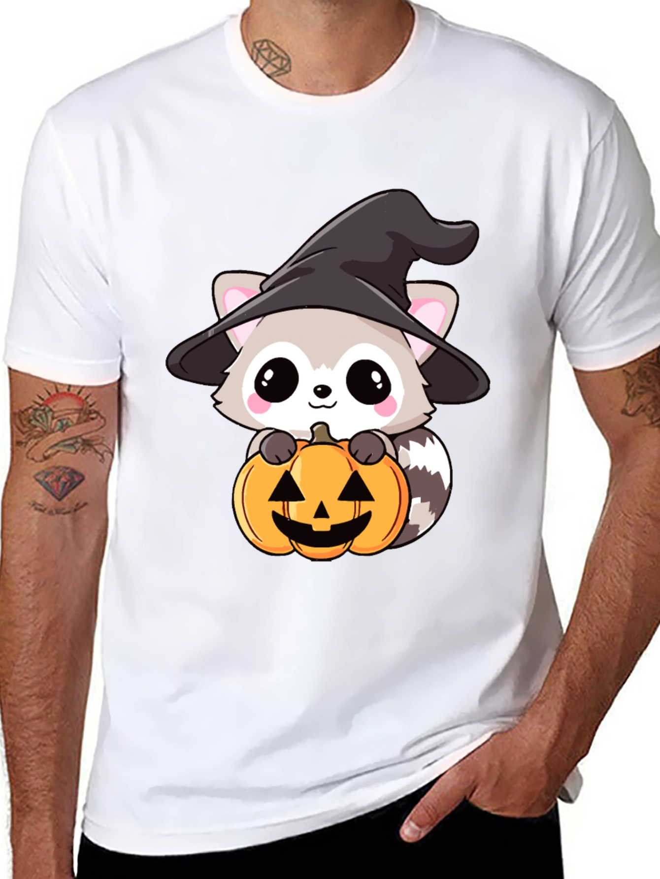 Cute Raccoon Witch Halloween T-Shirt