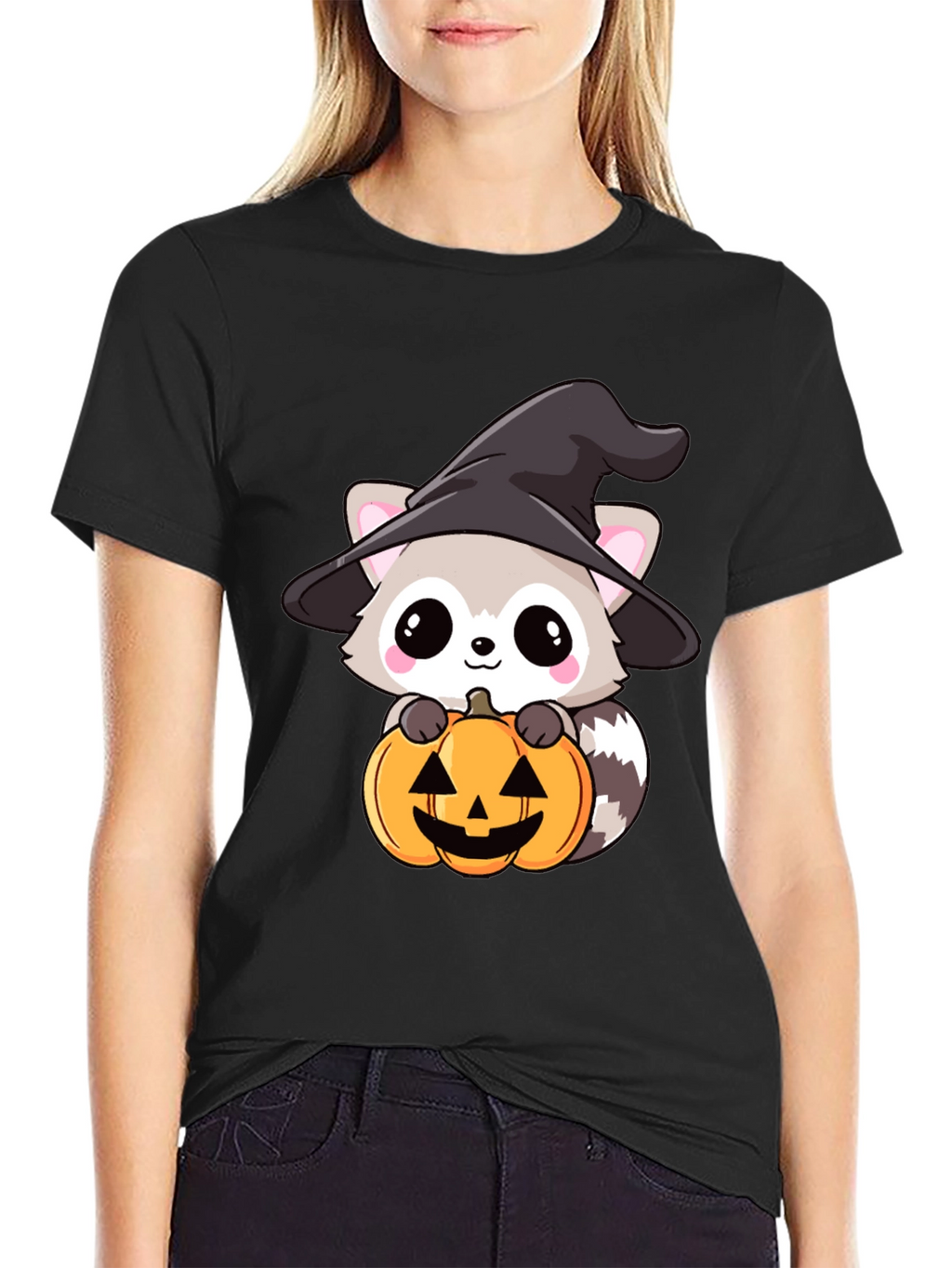 Cute Raccoon Witch Halloween T-Shirt