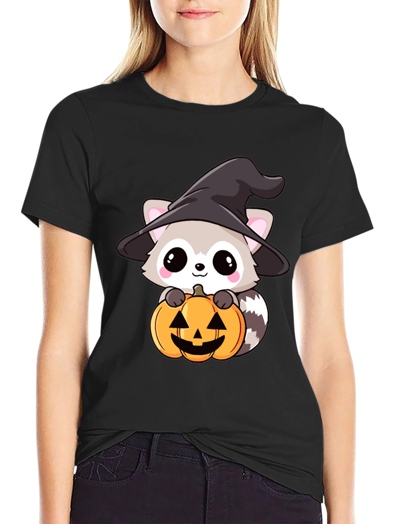 Cute Raccoon Witch Halloween T-Shirt