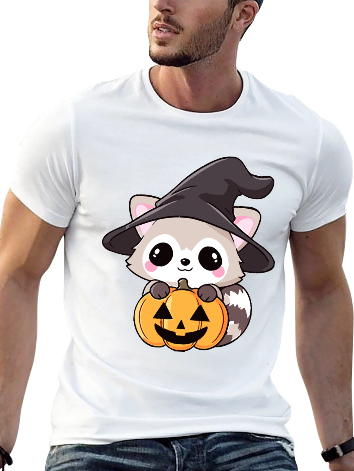 Cute Raccoon Witch Halloween T-Shirt