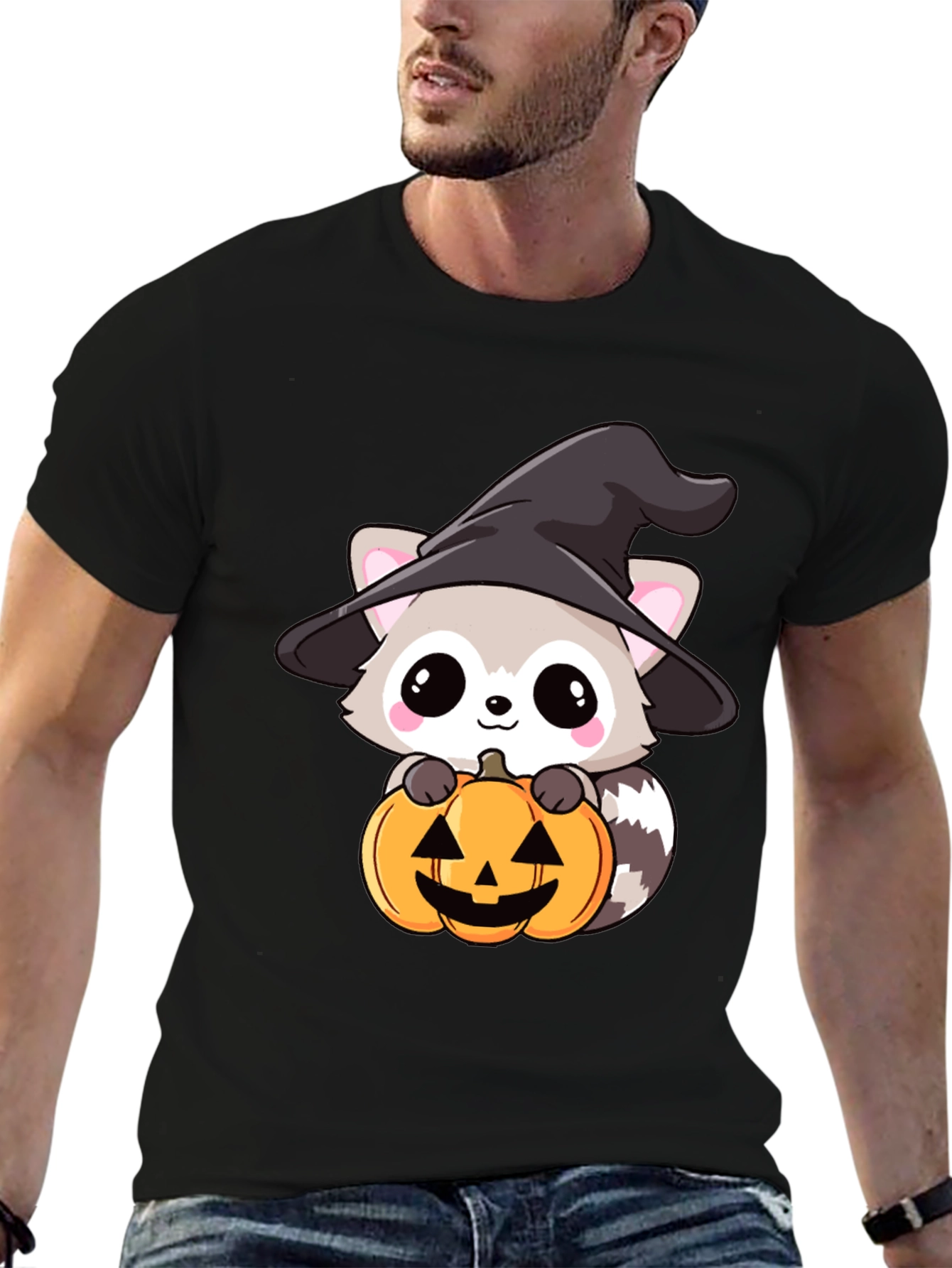 Cute Raccoon Witch Halloween T-Shirt