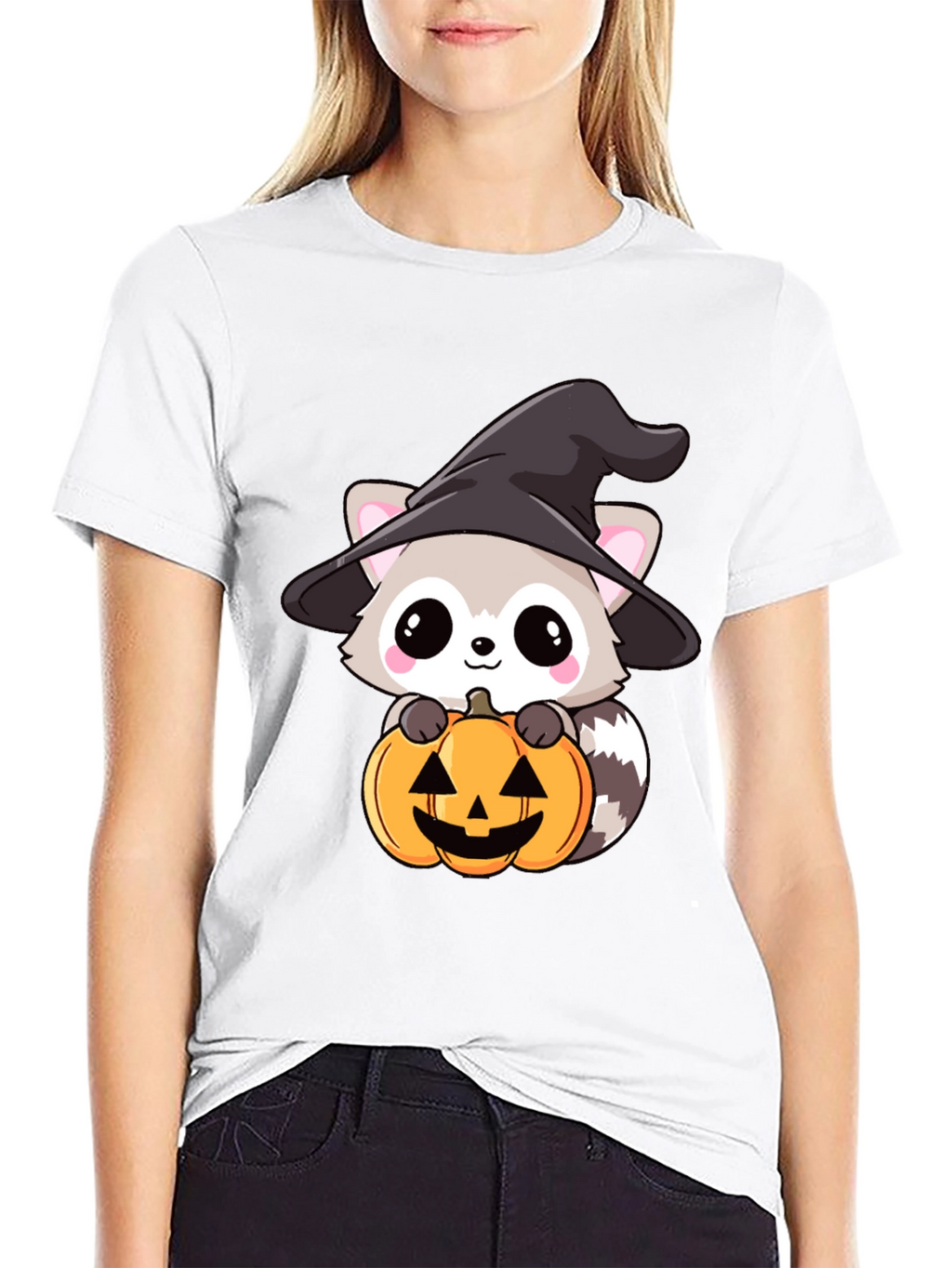 Cute Raccoon Witch Halloween T-Shirt