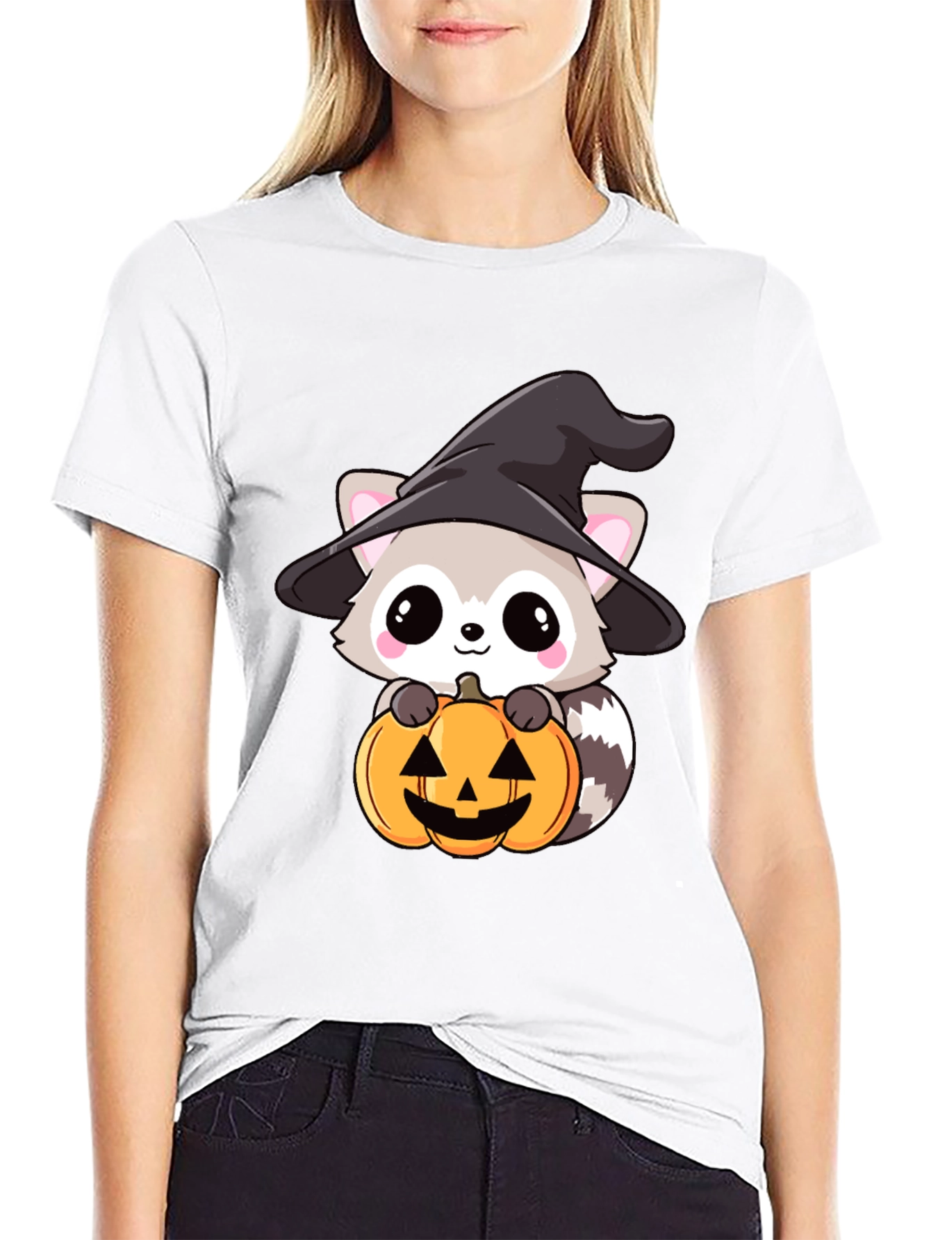 Cute Raccoon Witch Halloween T-Shirt
