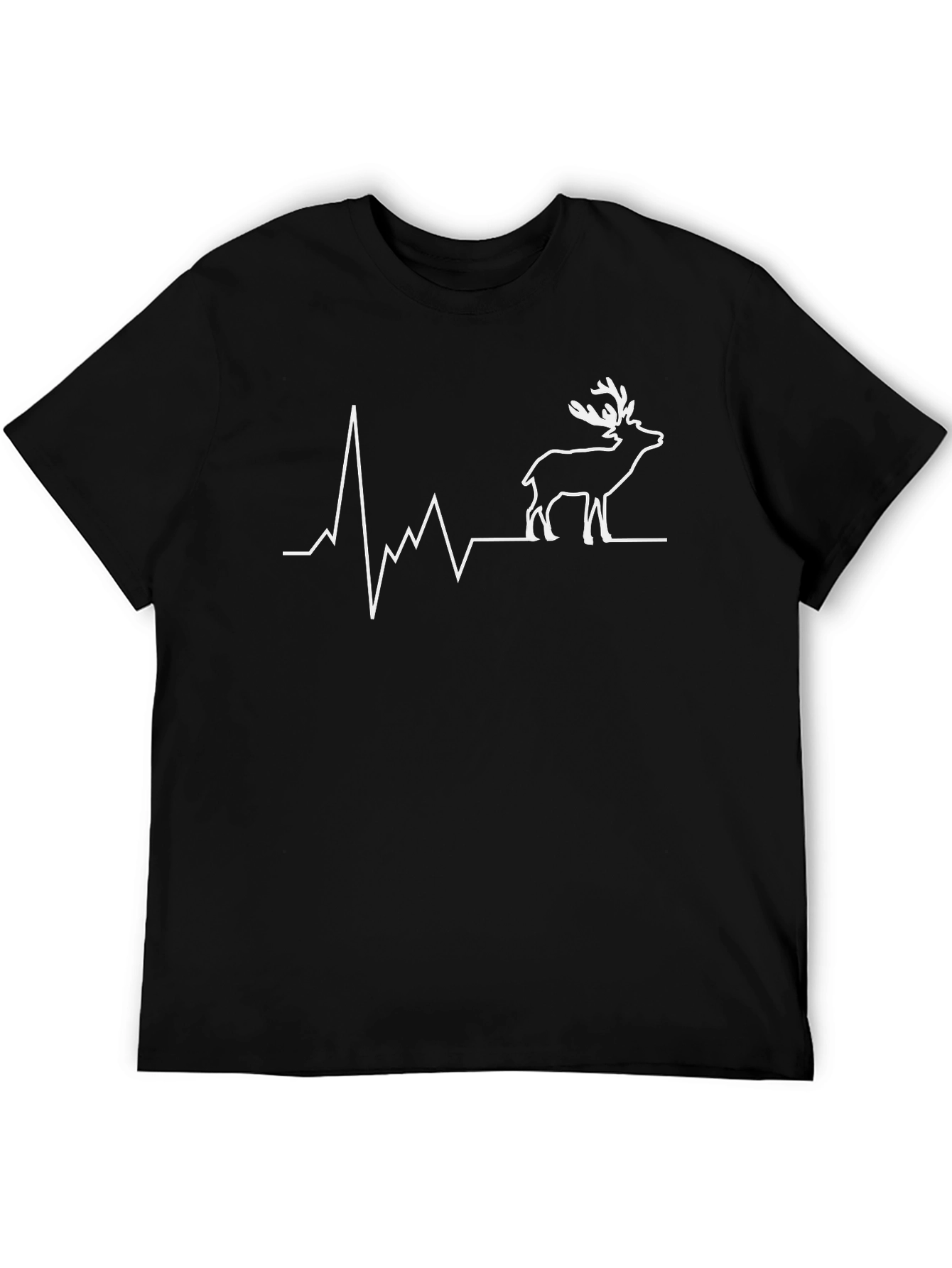 Deer Heartbeat Graphic Tee - Black Casual Shirt