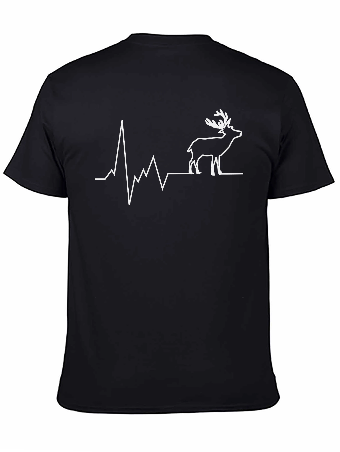 Deer Heartbeat Graphic Tee - Black Casual Shirt