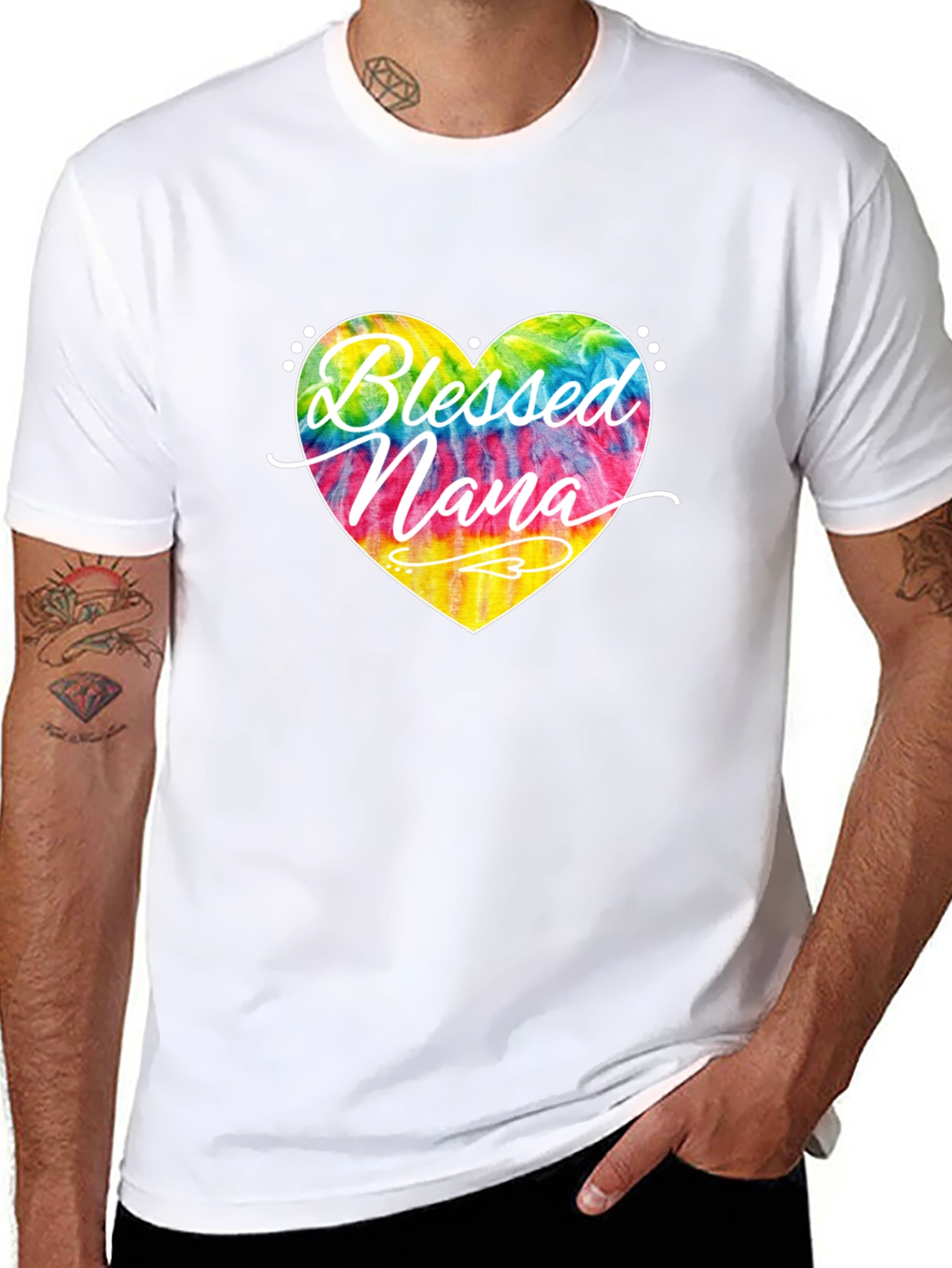 Blessed Nana Tie Dye Heart T-Shirt