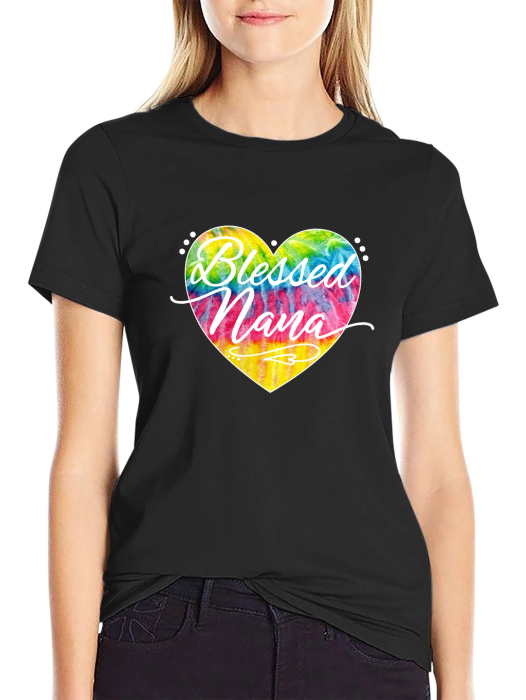 Blessed Nana Tie Dye Heart T-Shirt