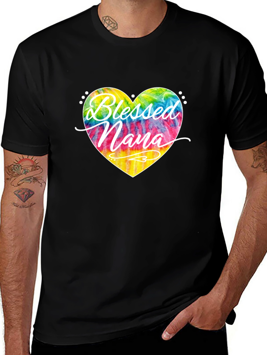 Blessed Nana Tie Dye Heart T-Shirt