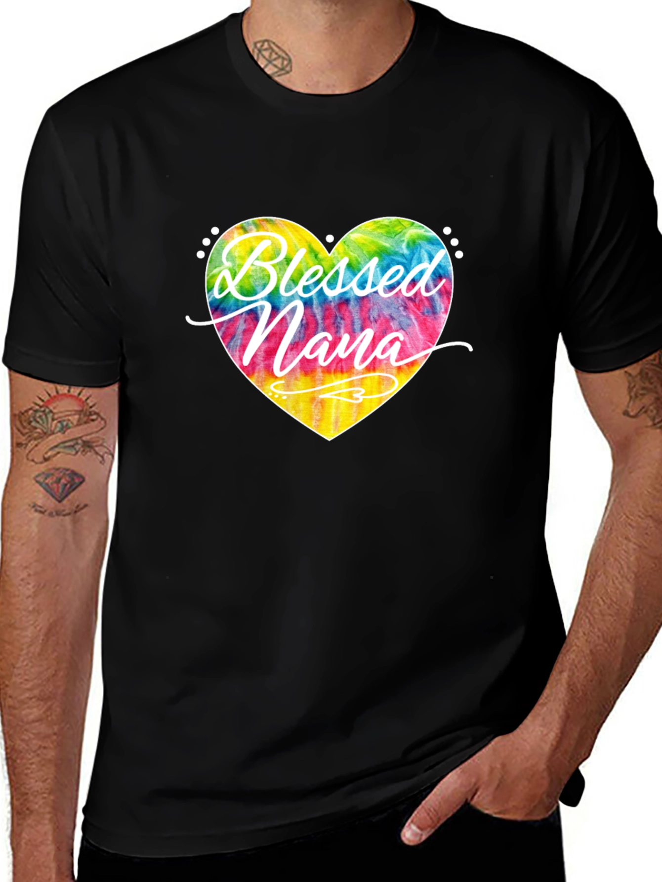 Blessed Nana Tie Dye Heart T-Shirt