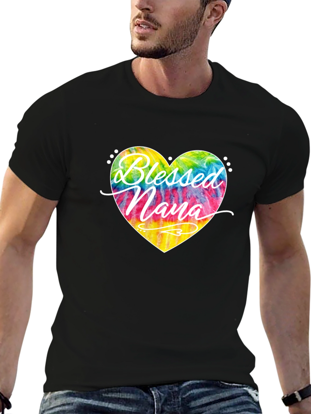 Blessed Nana Tie Dye Heart T-Shirt