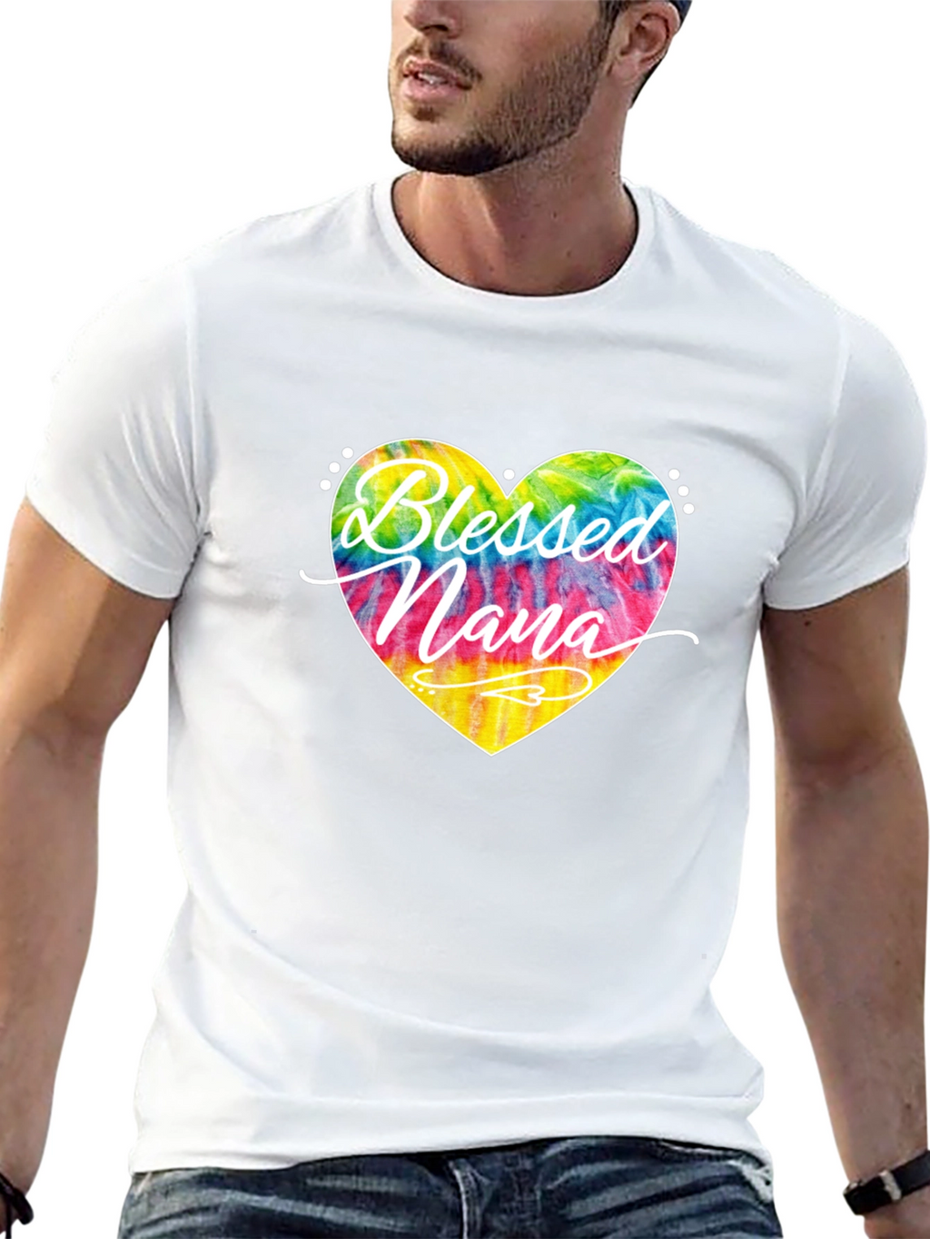 Blessed Nana Tie Dye Heart T-Shirt