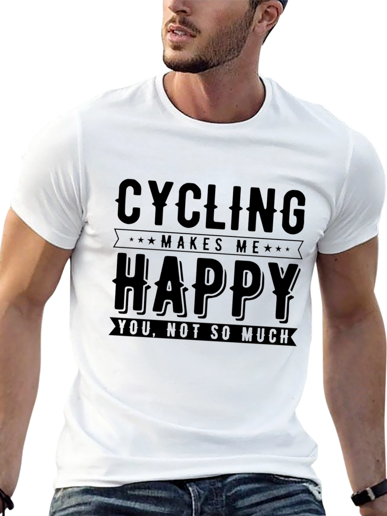 Cycling Makes Me Happy T-Shirt - Funny Cyclist Tee