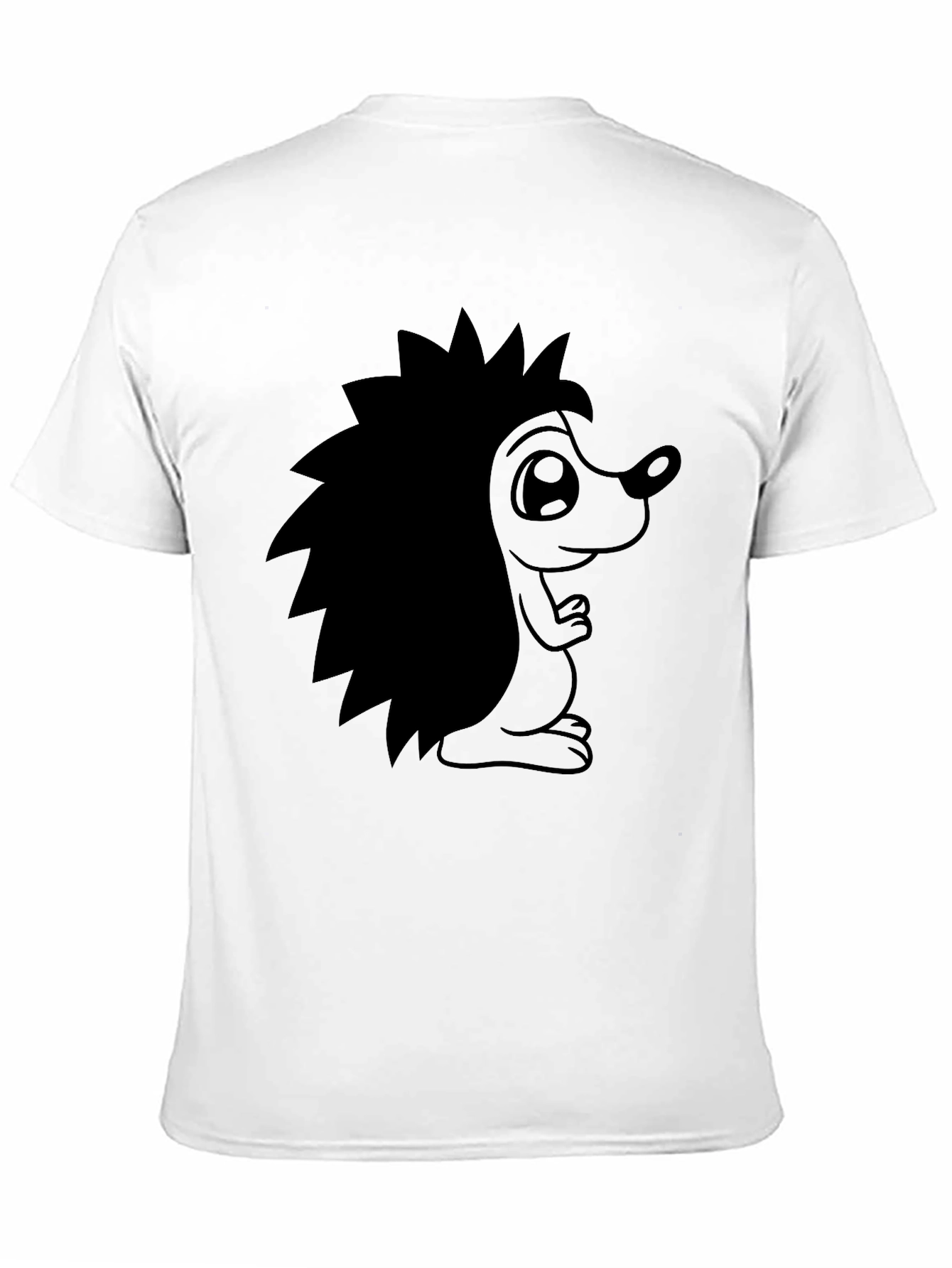 Cute Hedgehog Graphic Tee - Black Cotton T-Shirt