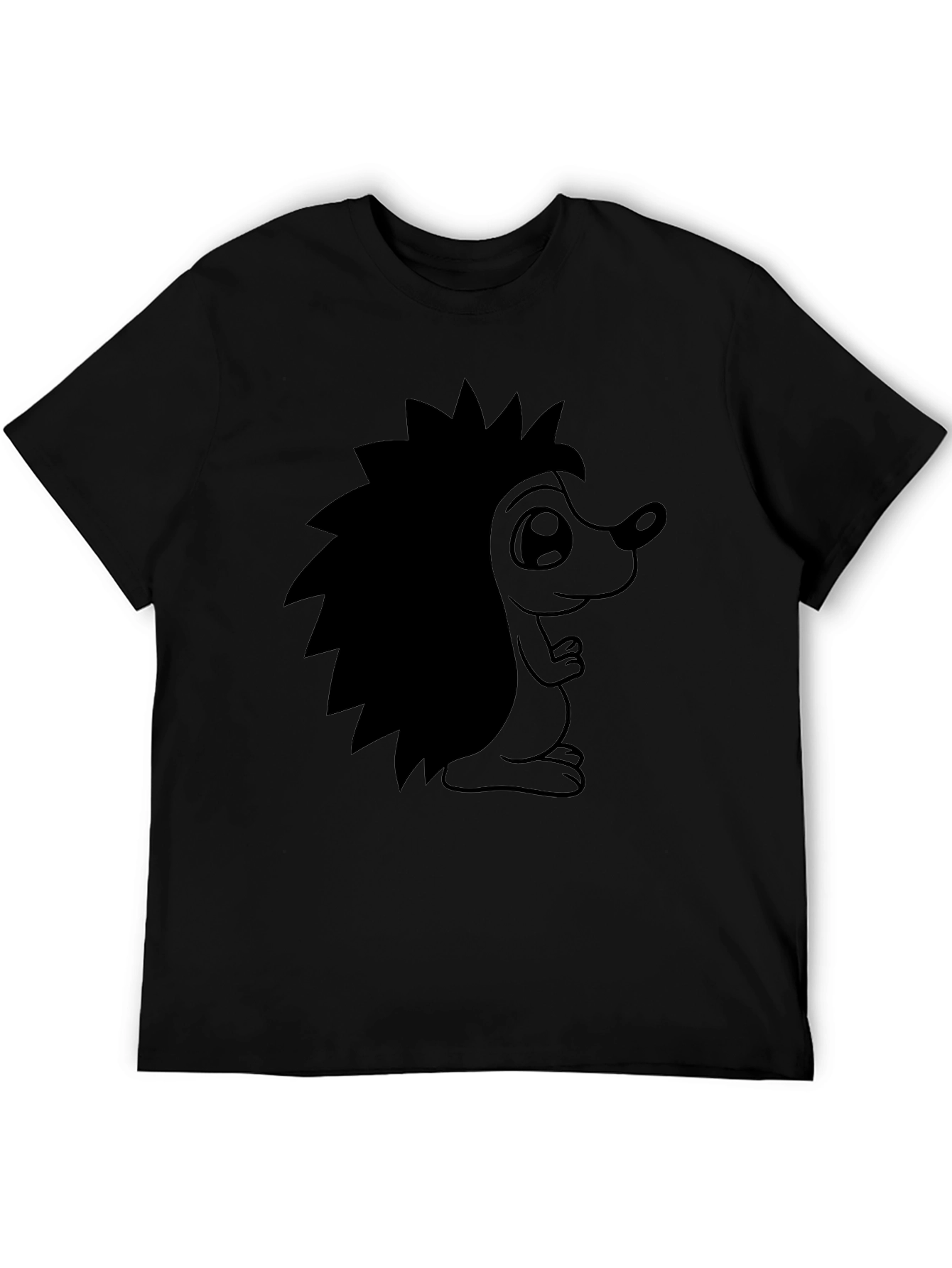 Cute Hedgehog Graphic Tee - Black Cotton T-Shirt