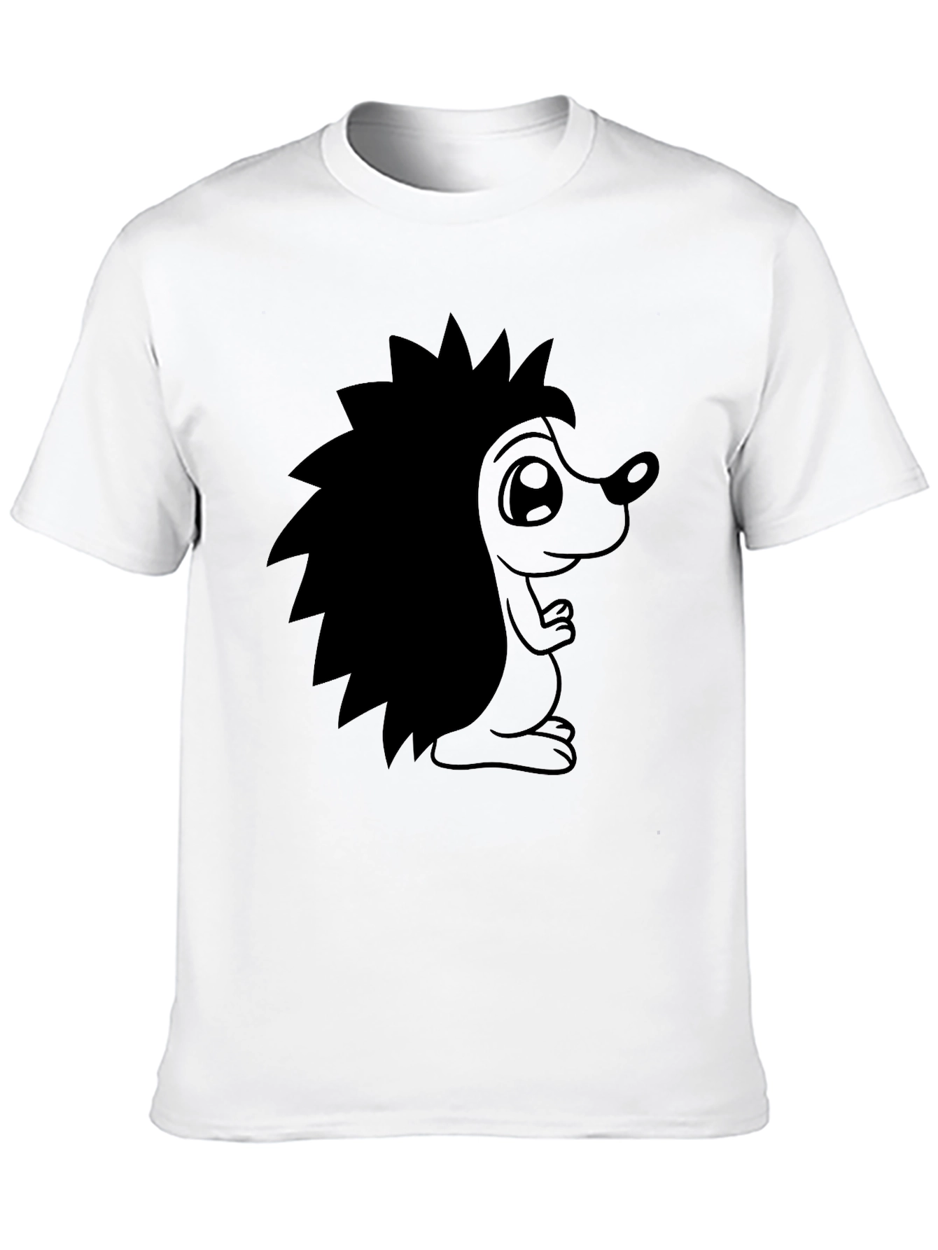 Cute Hedgehog Graphic Tee - Black Cotton T-Shirt