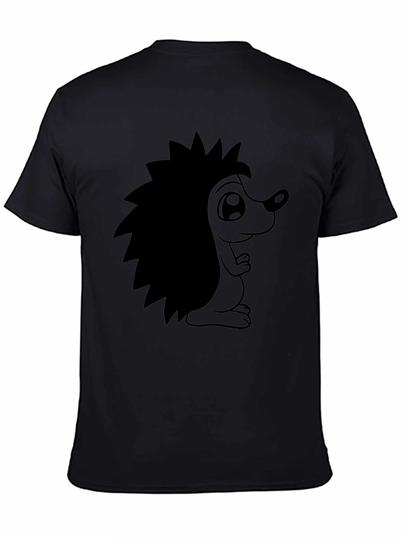 Cute Hedgehog Graphic Tee - Black Cotton T-Shirt