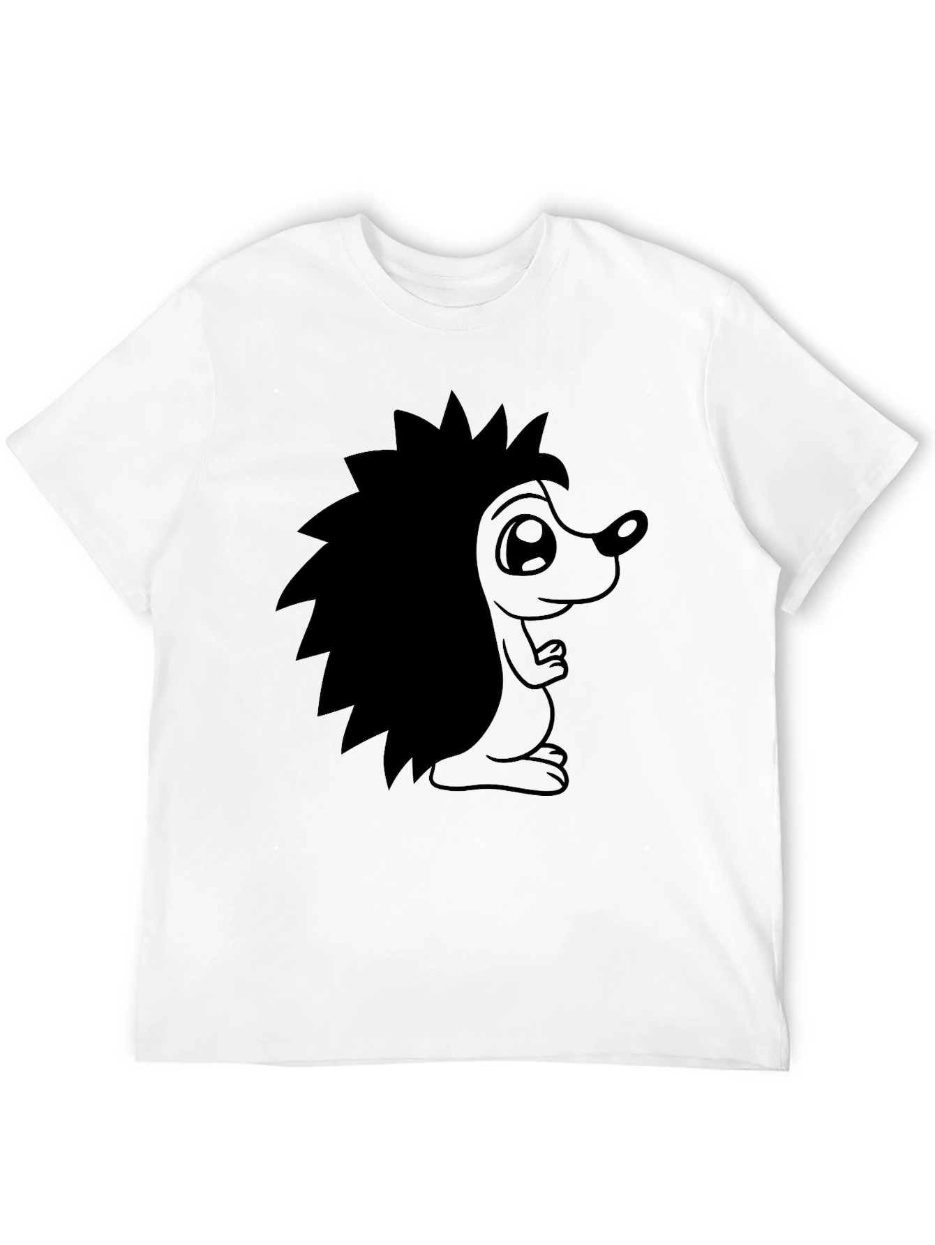 Cute Hedgehog Graphic Tee - Black Cotton T-Shirt