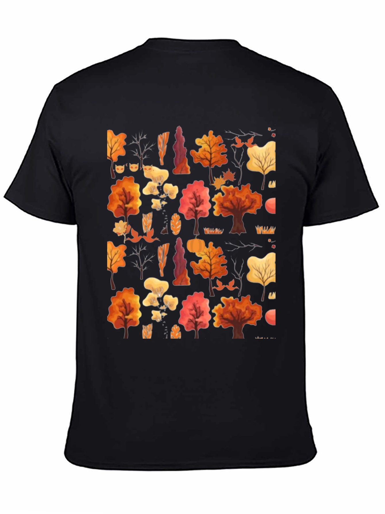 Autumn Forest Print Black T-Shirt
